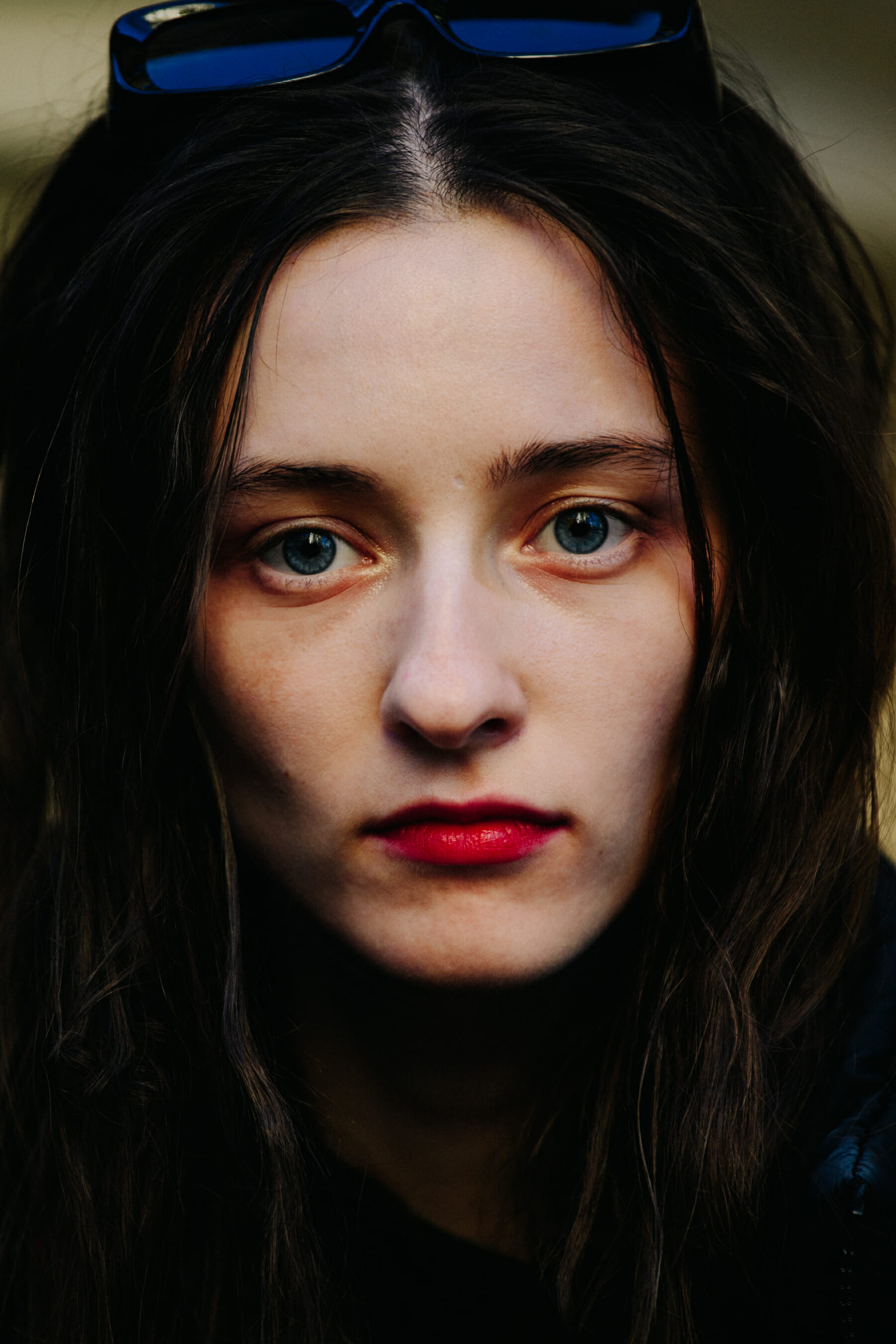 Portrait of model with blue eyes