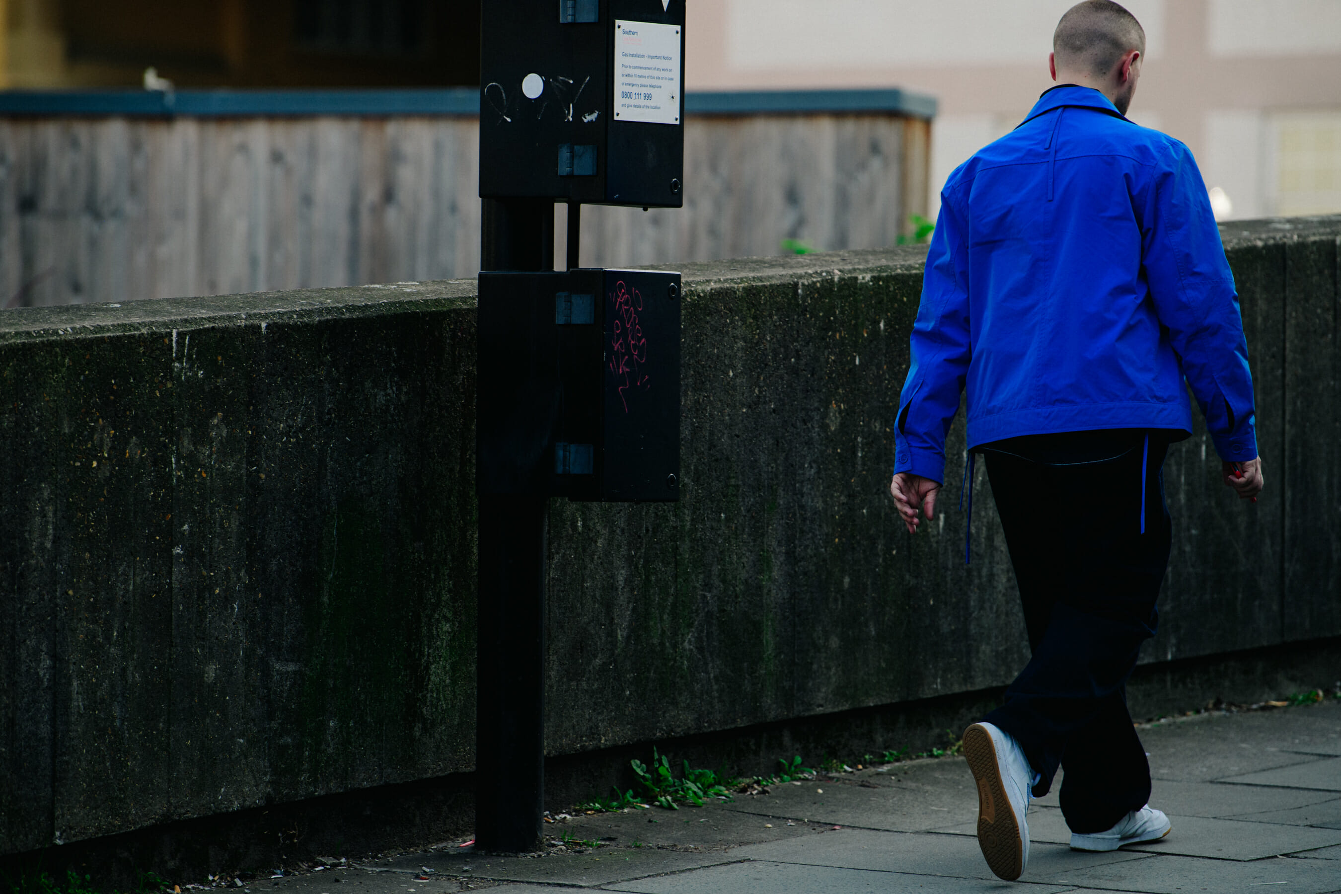 Man wearing blue jacket
