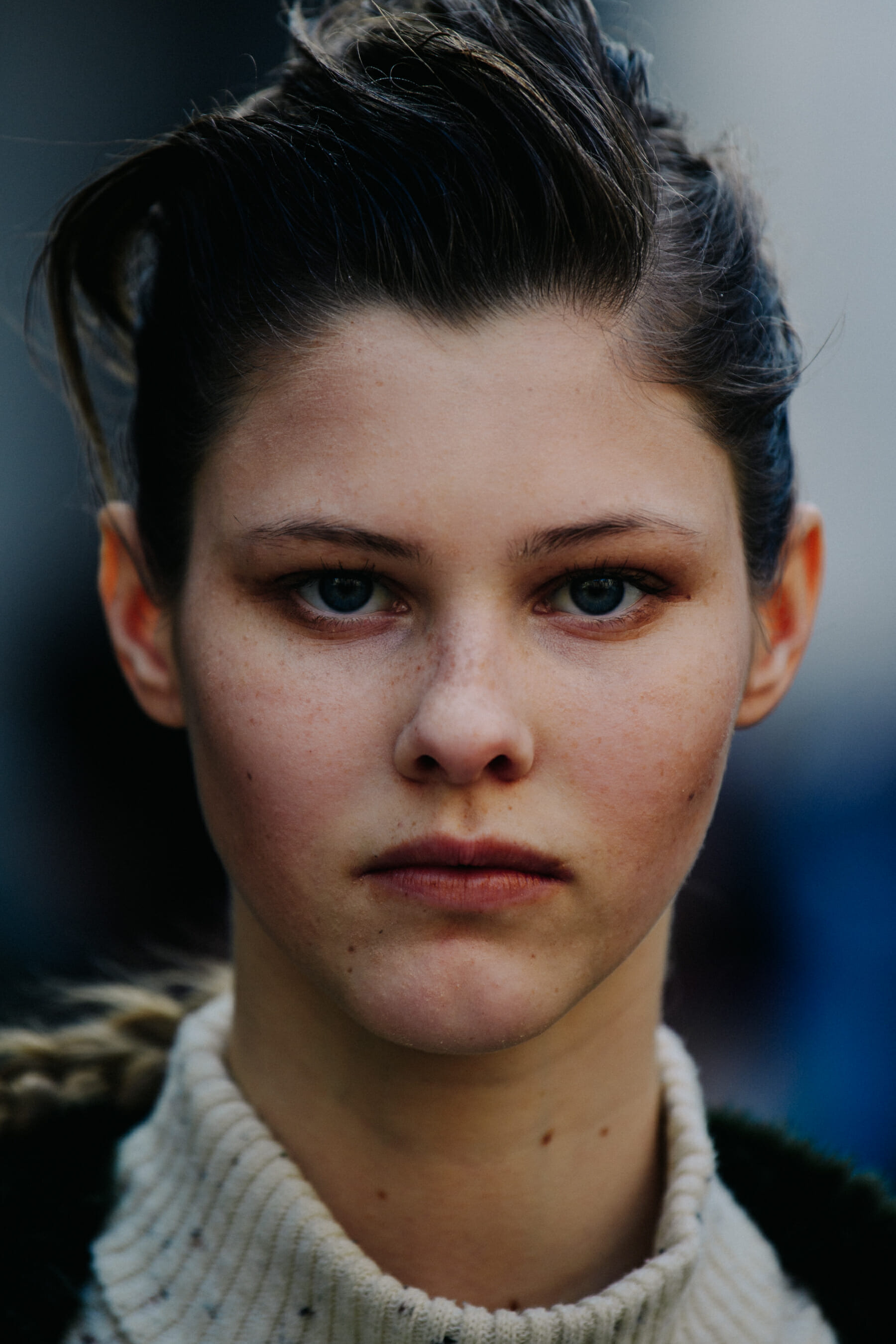 Portrait of model with blue eyes