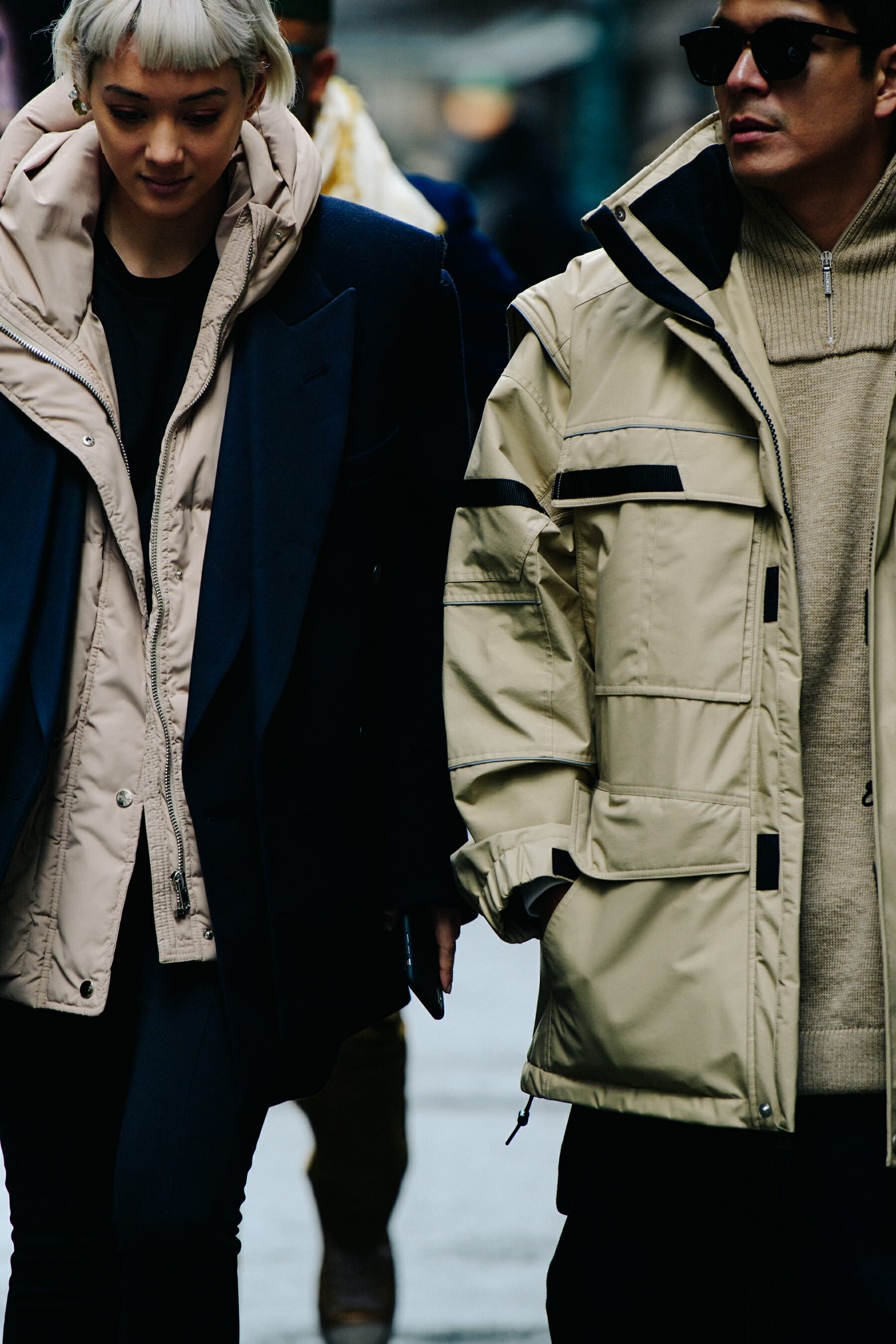 Couple wearing tan and black