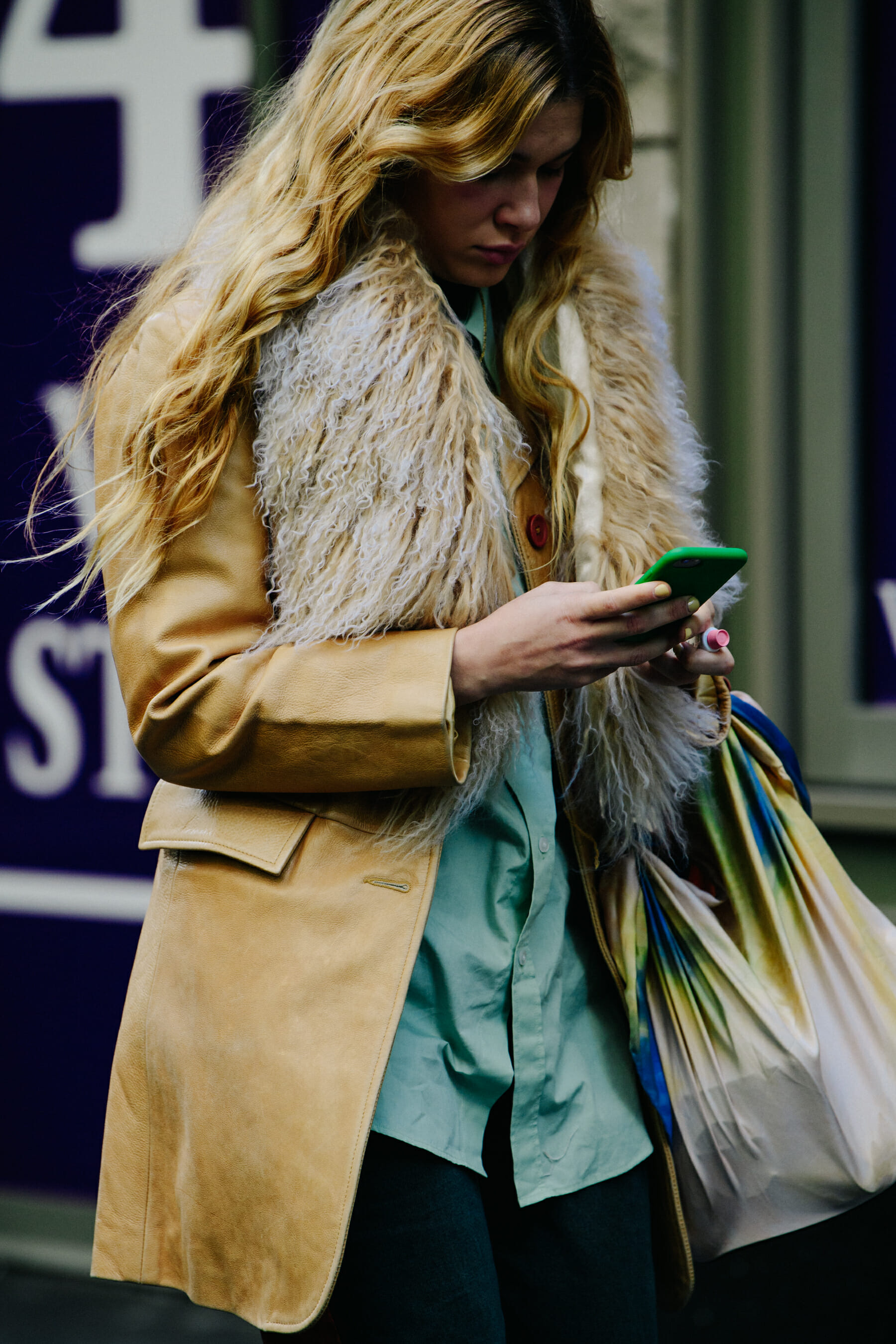 Woman wearing green shirt