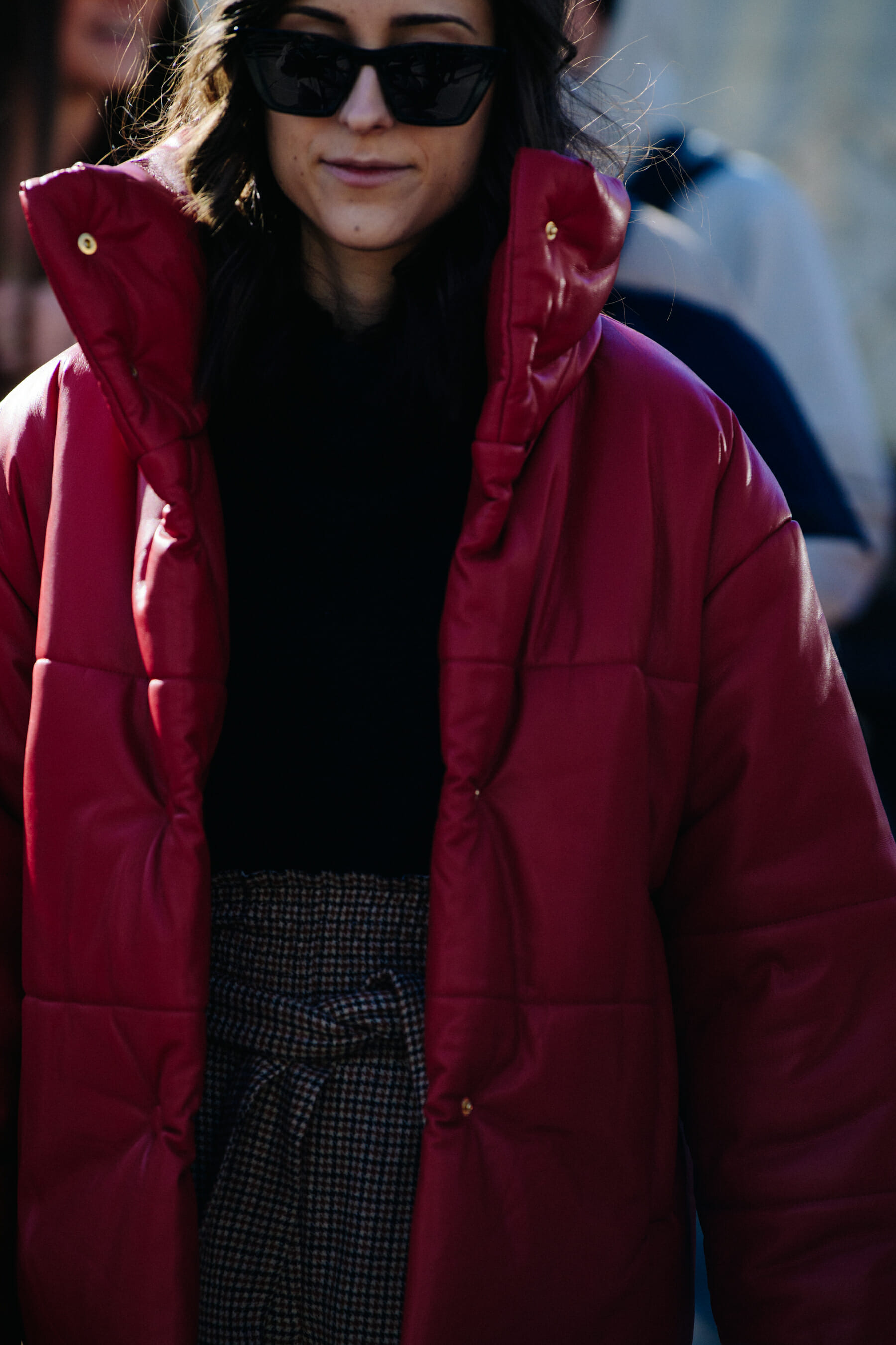 Woman wearing red coat