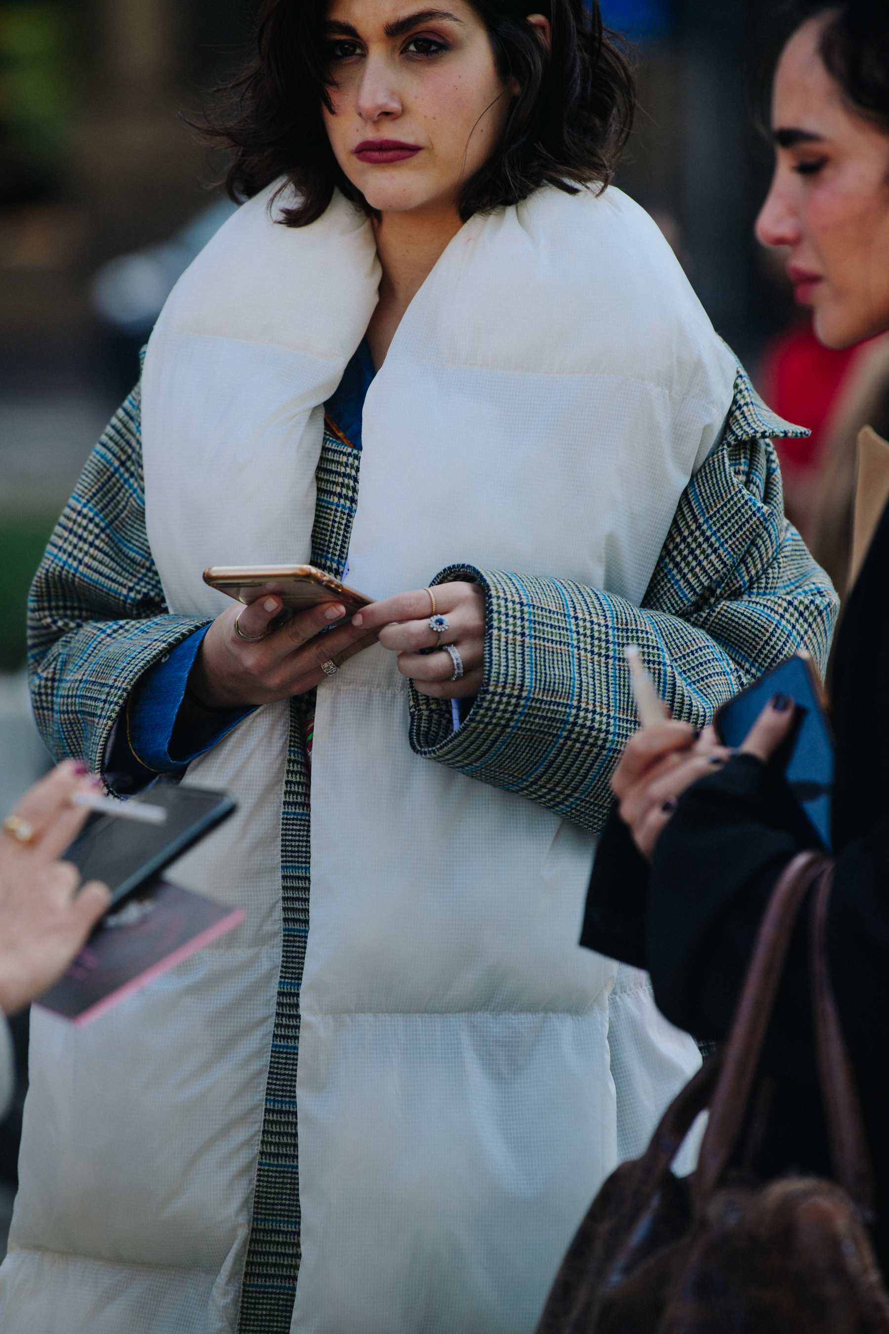 Woman wearing white scarf