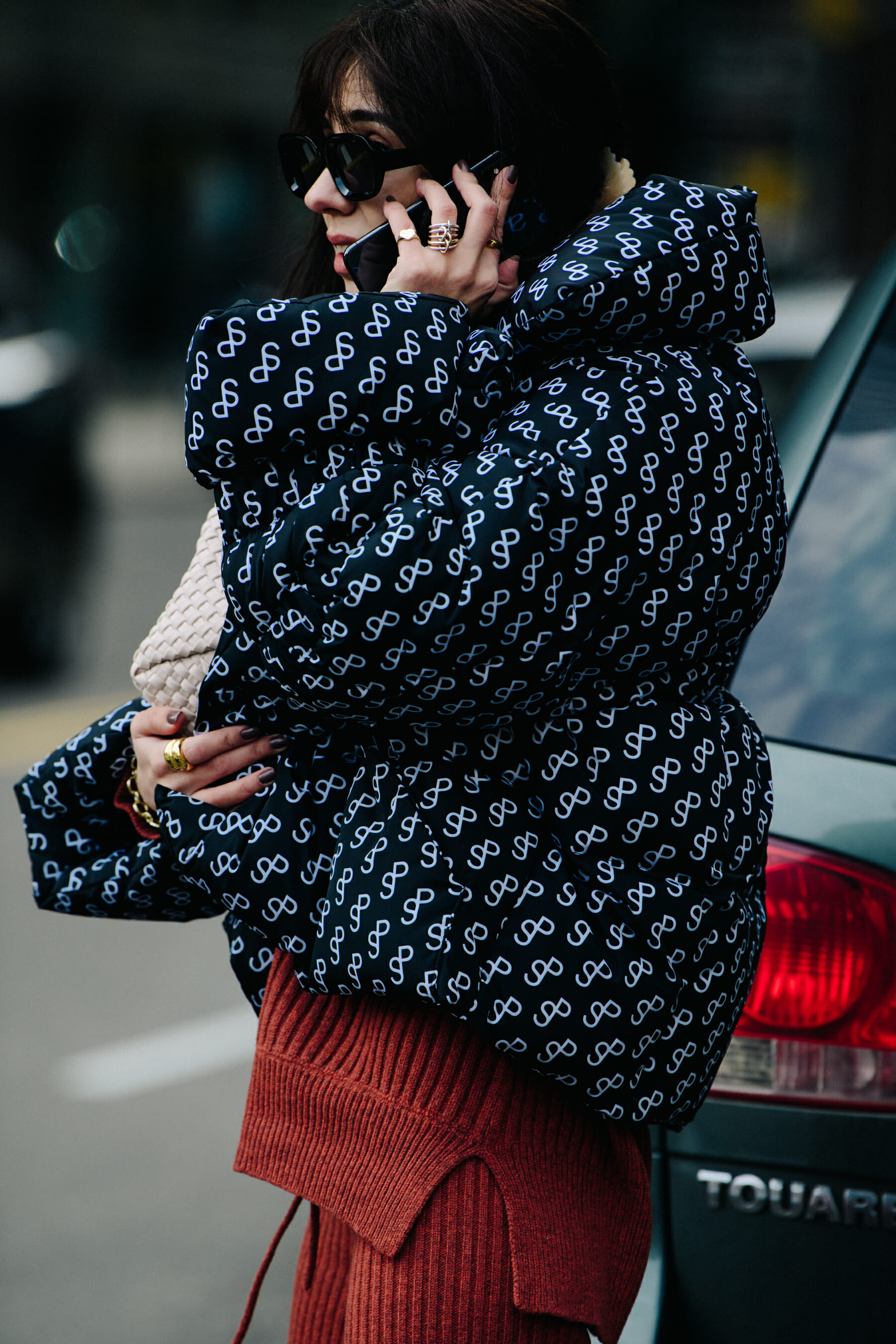Woman wearing pattern coat