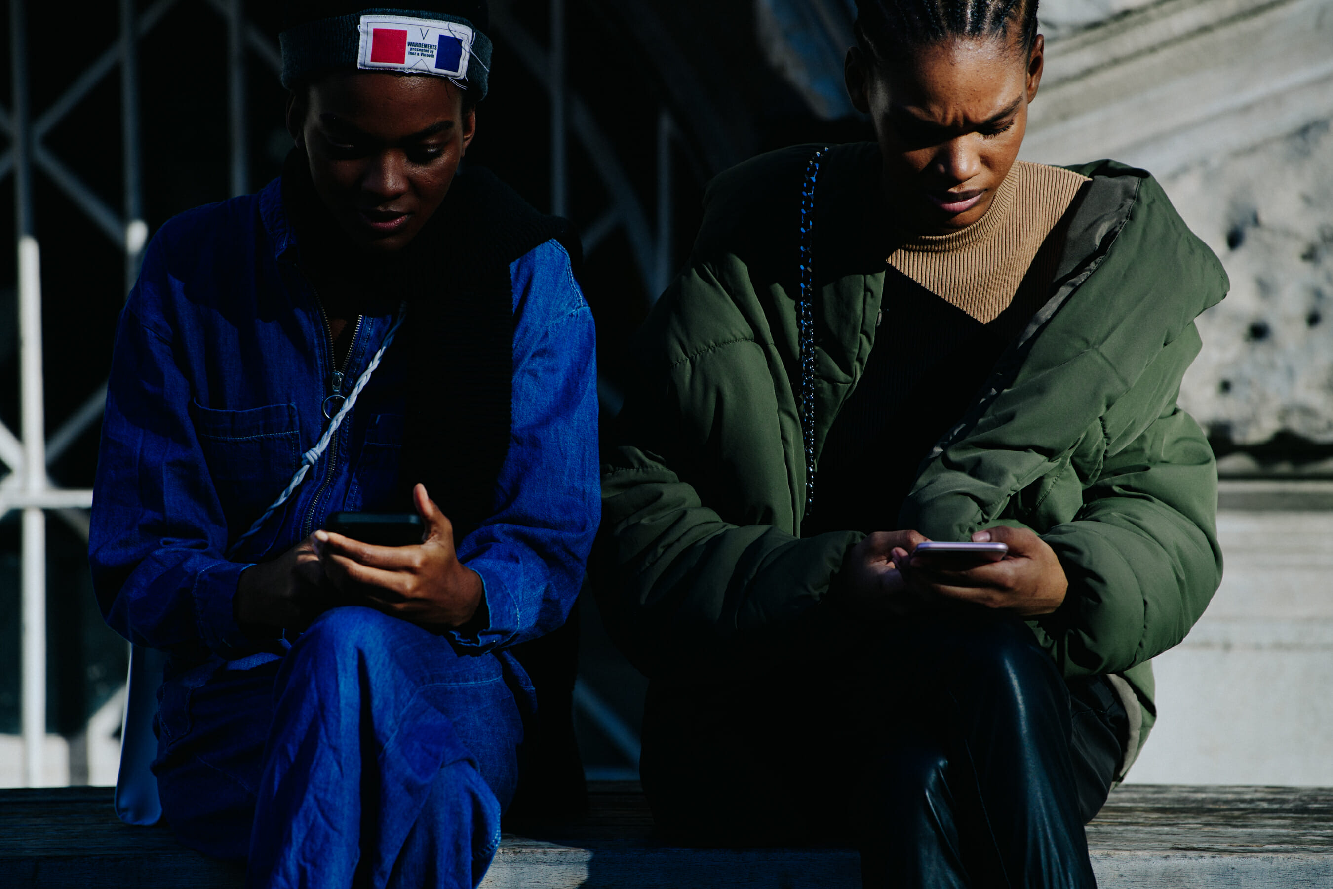 Two models using iPhones