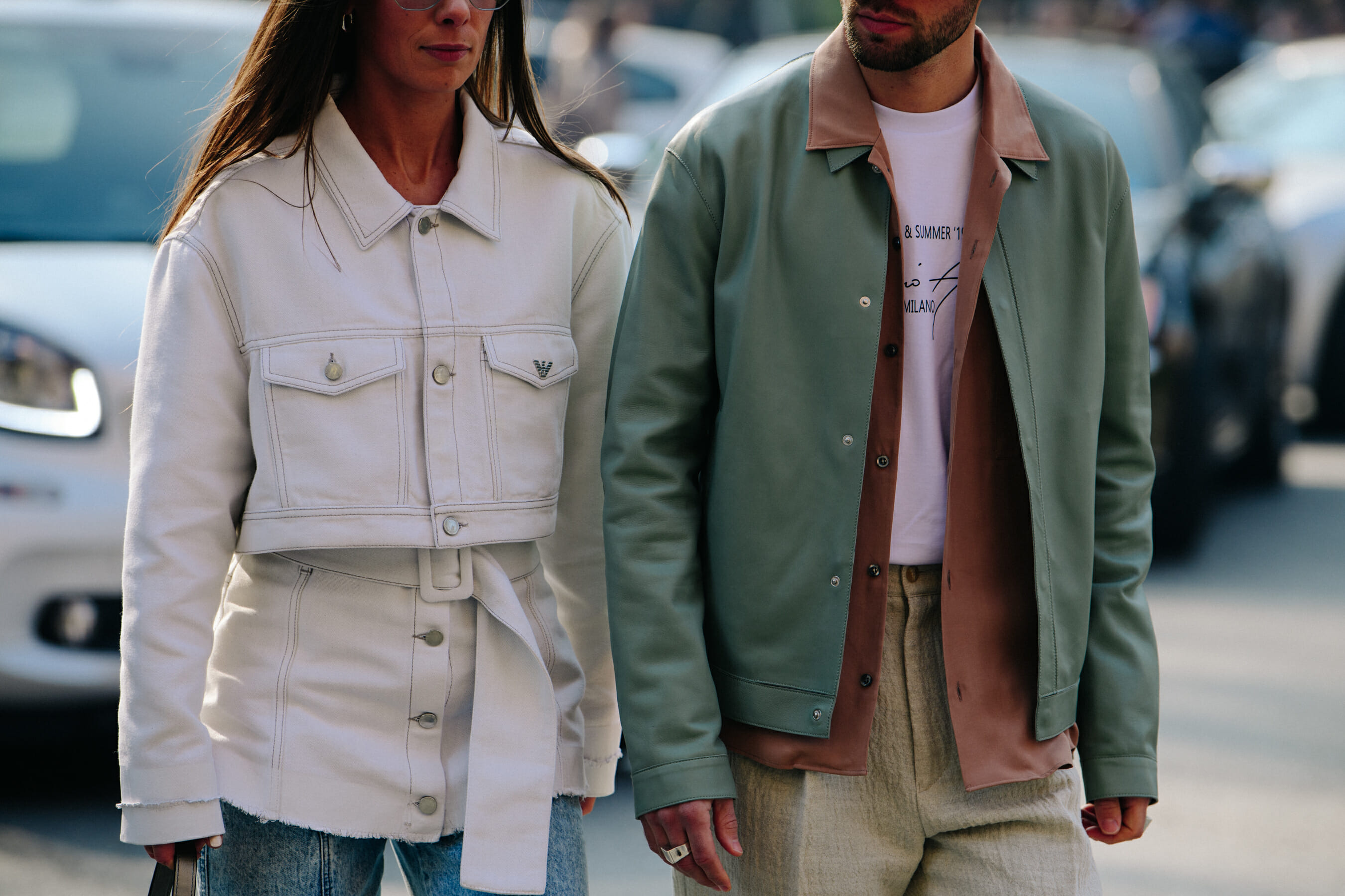 Couple wearing light jackets