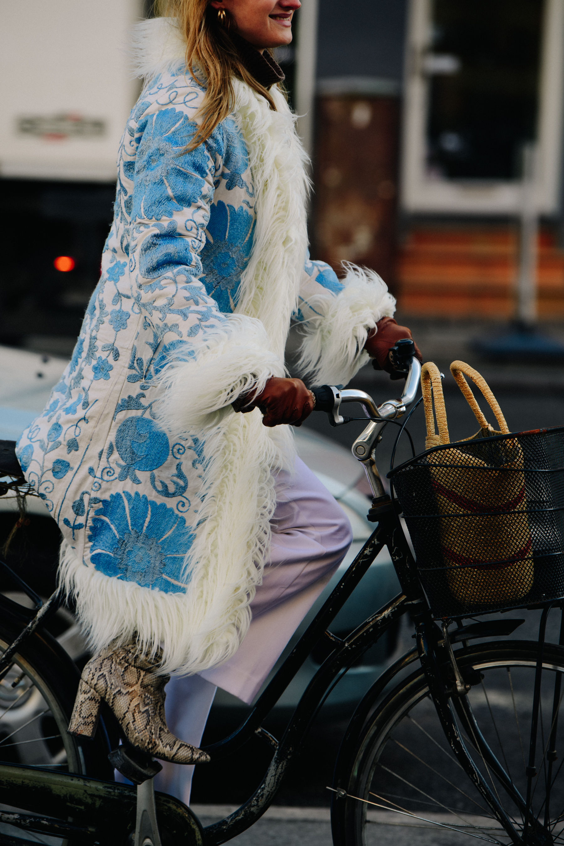 Woman riding bicycle