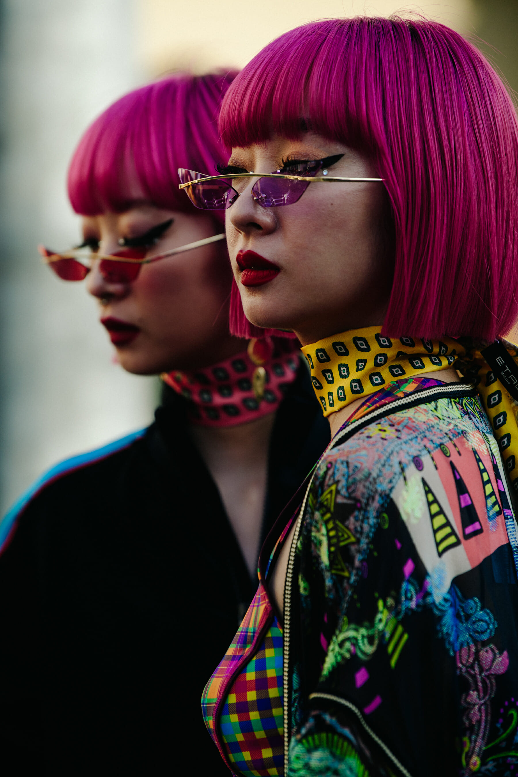 Twins with pink hair