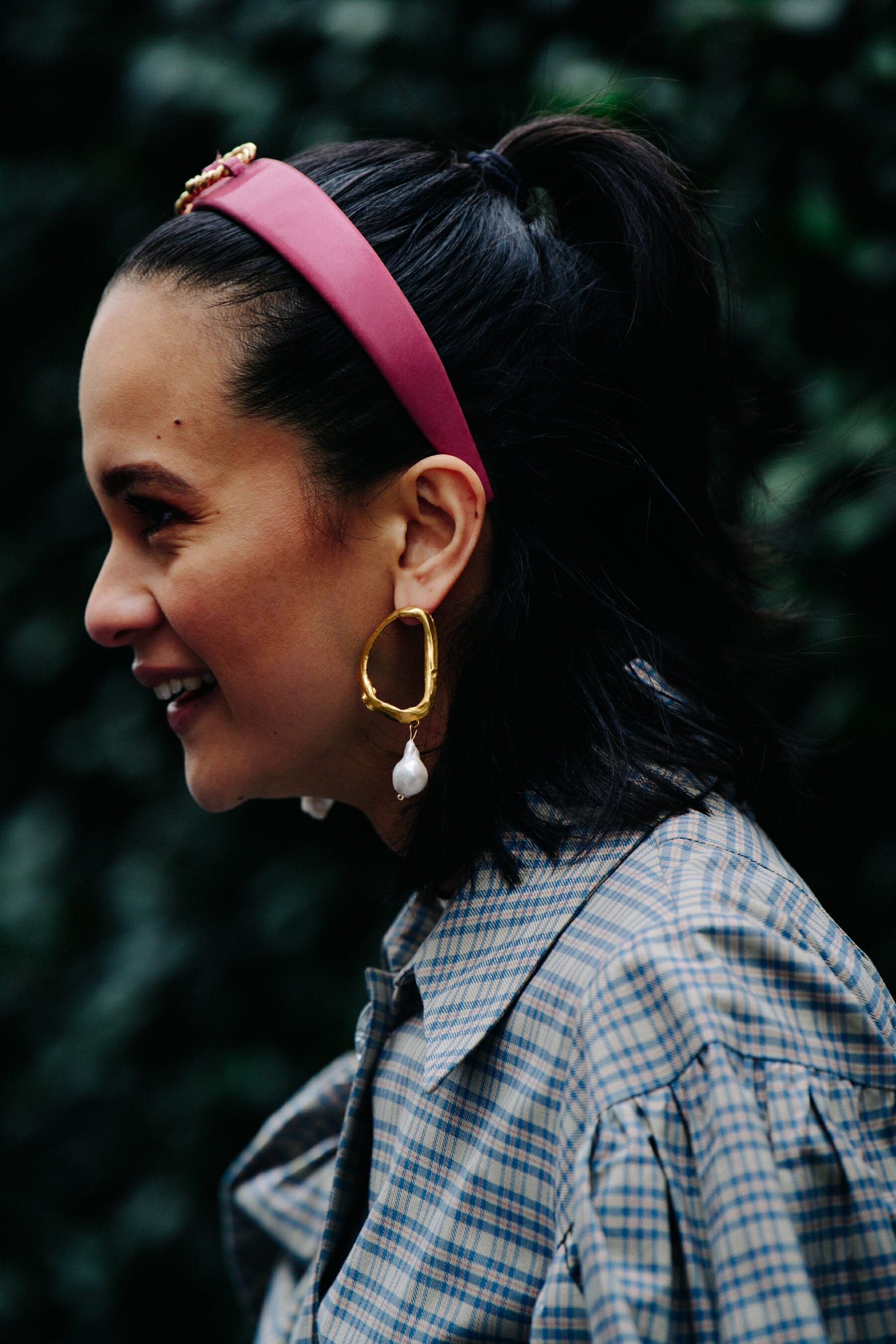 Woman wearing red hairband