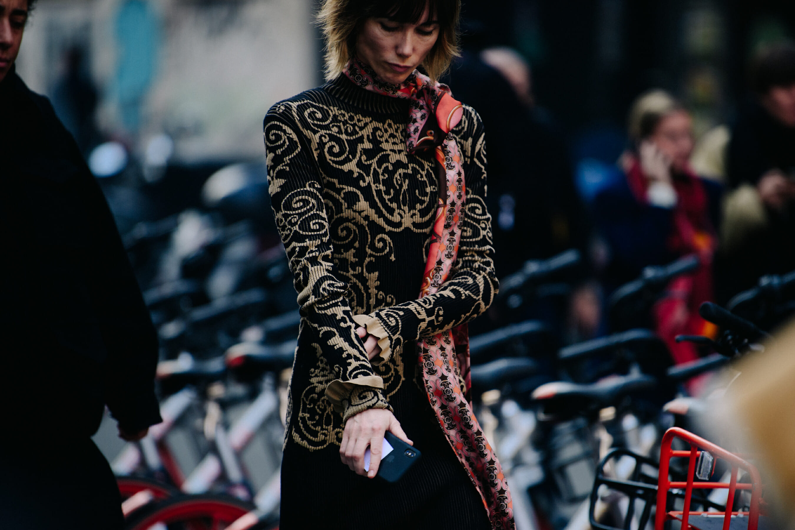 Woman wearing pattern dress