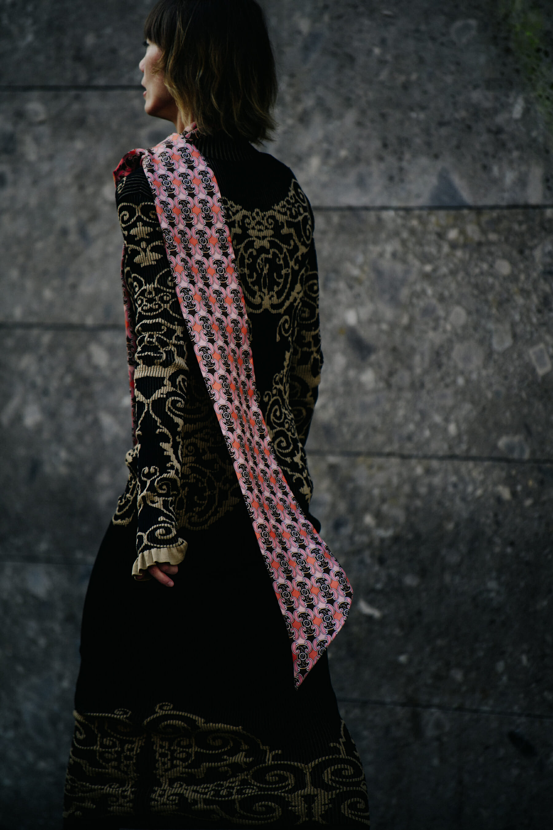 Woman wearing pattern dress