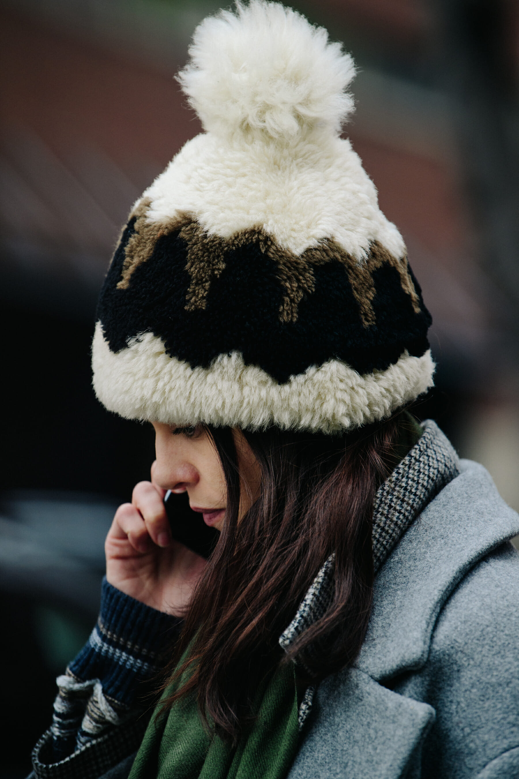Model wearing beanie hat