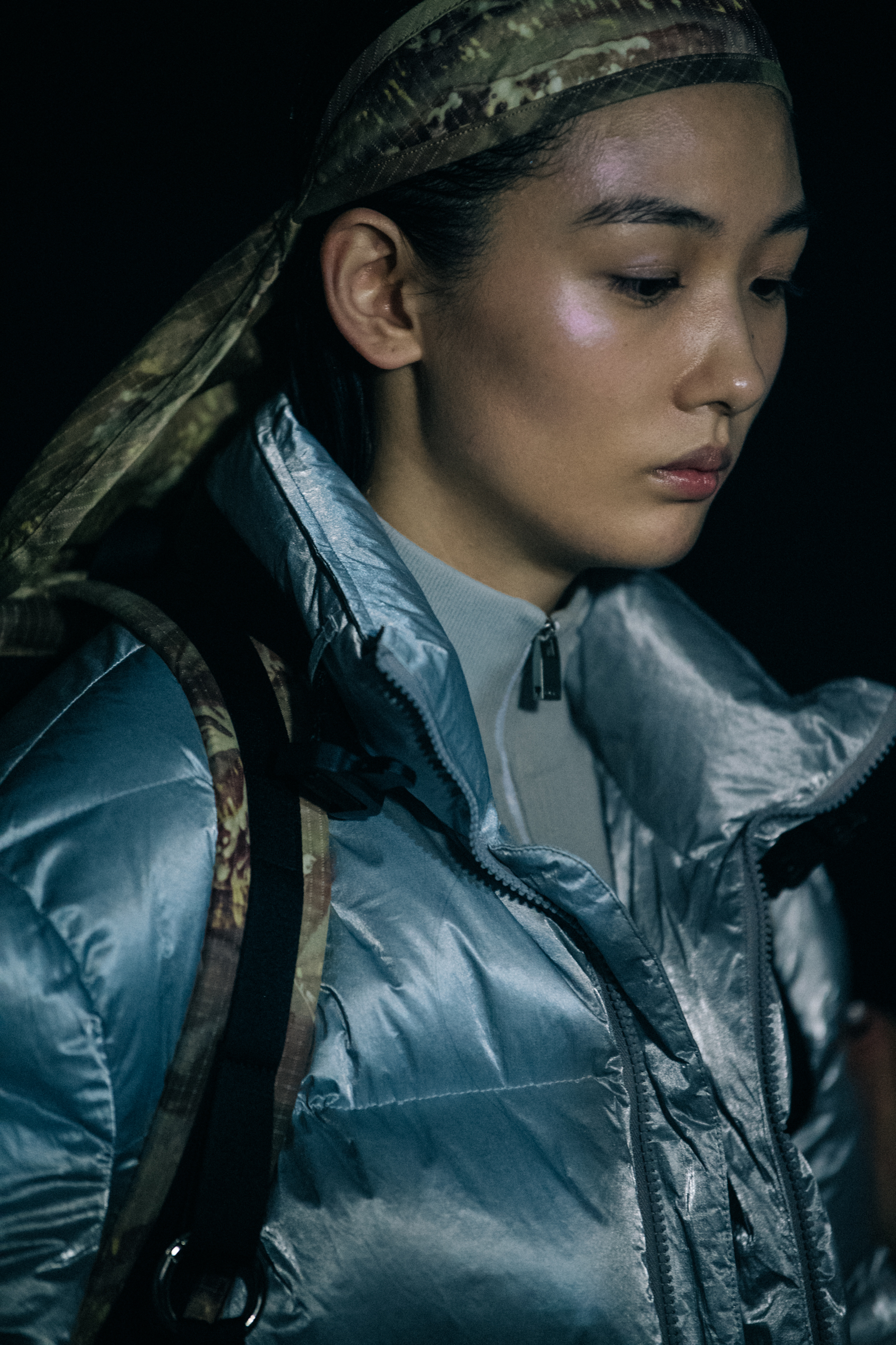 Model wearing puffer jacket at 1017 ALYX 9SM