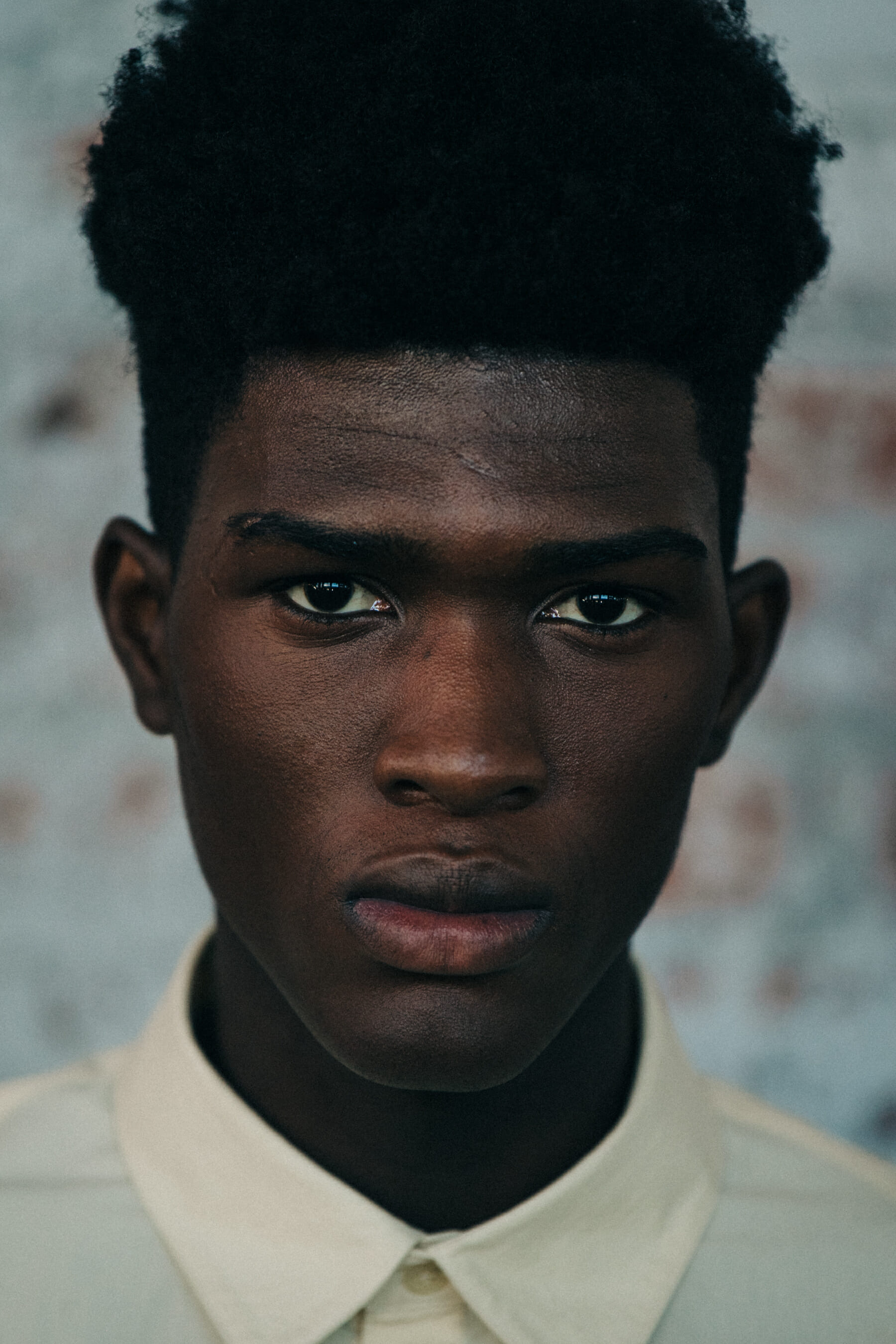 Portrait of model with messy hair