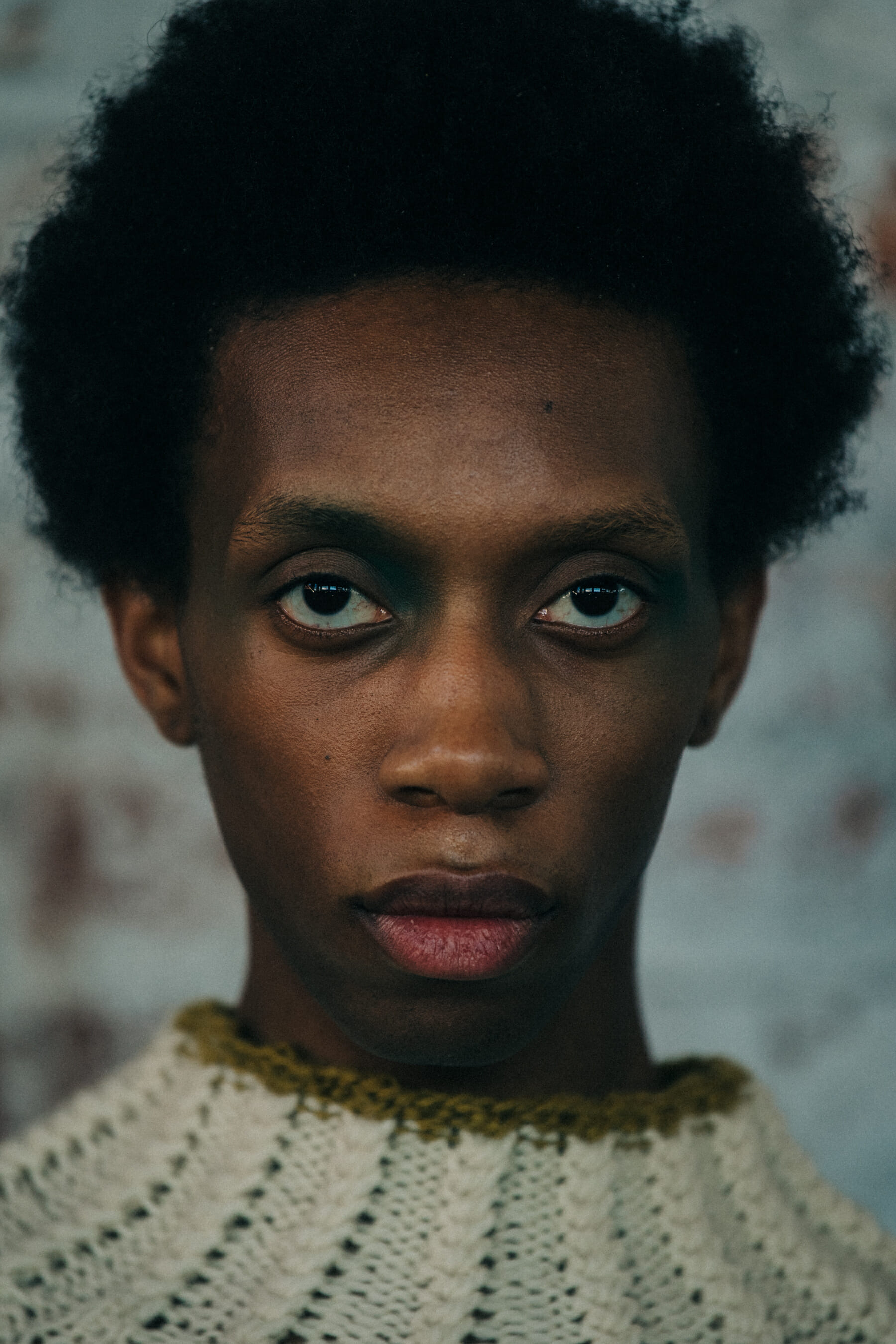 Portrait of model with messy hair