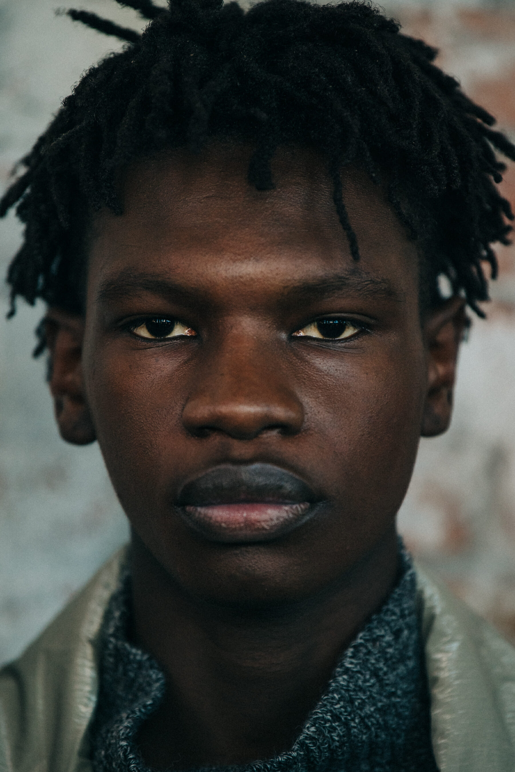 Portrait of model with messy hair