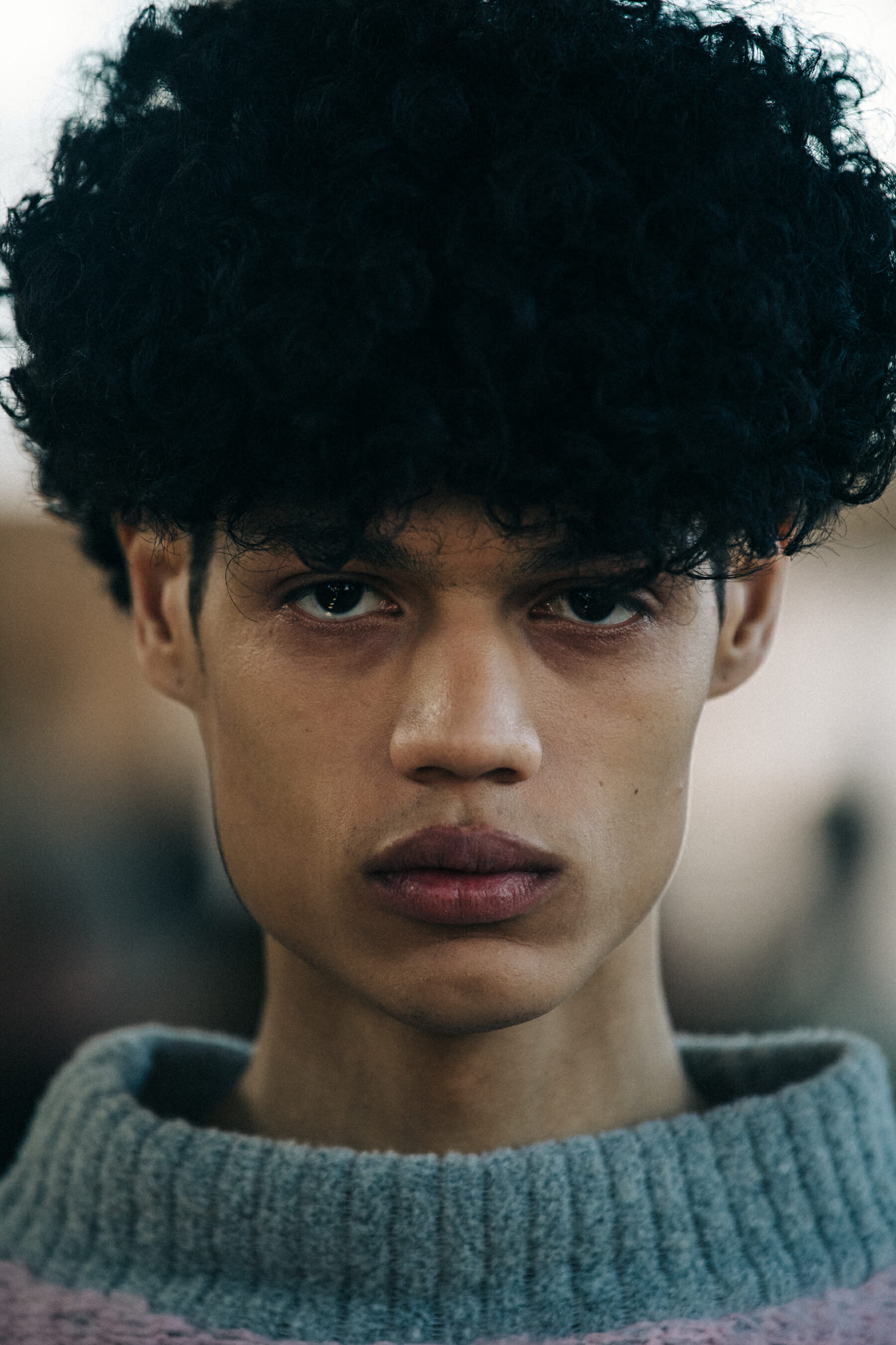 Portrait of model with messy hair