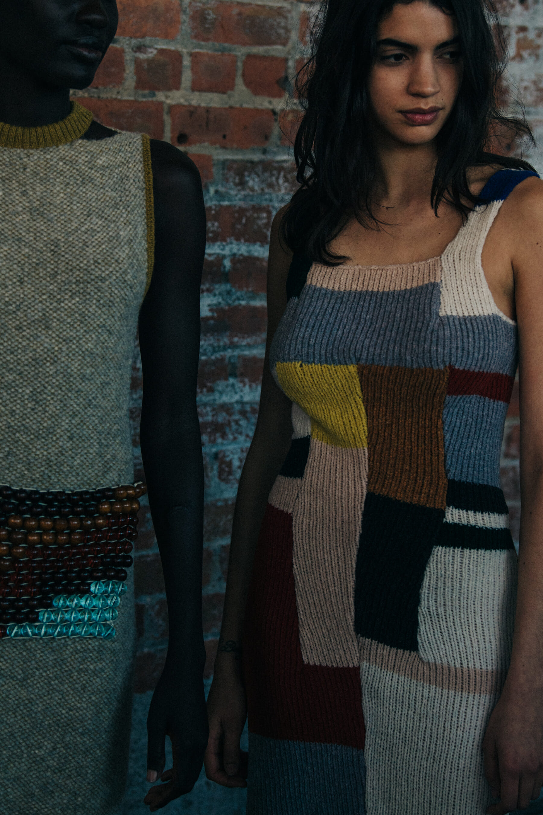 Model wearing wool at Eckhaus Latta