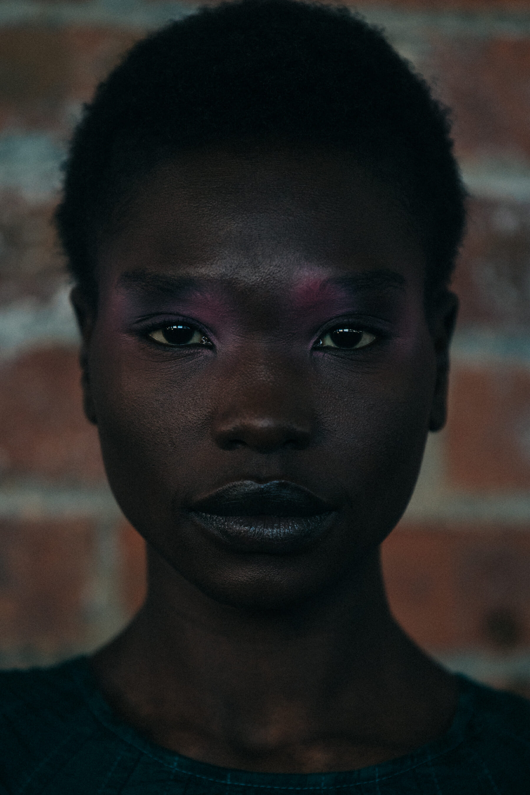 Portrait of model with shaved head