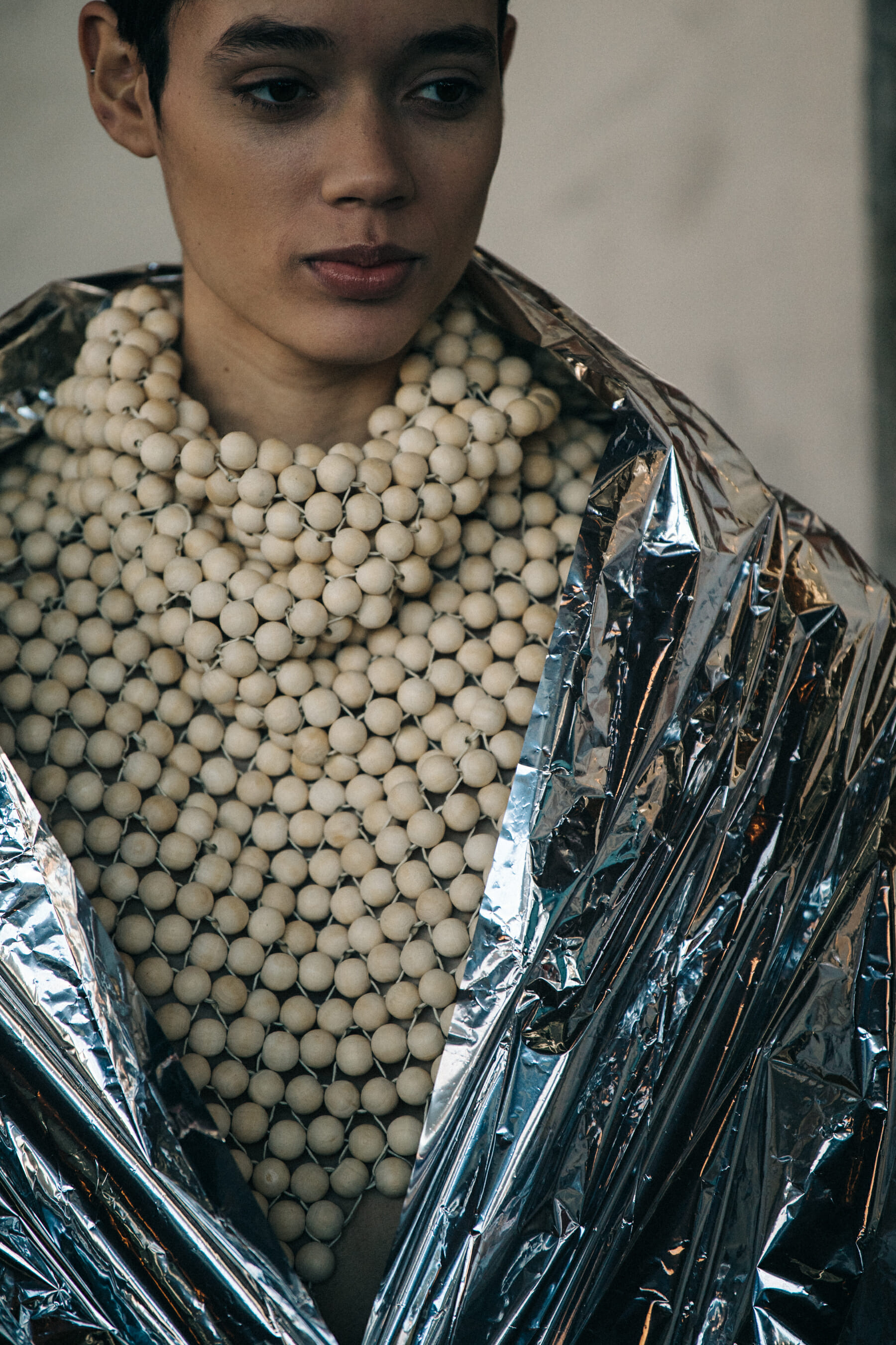 Models wearing space blankets
