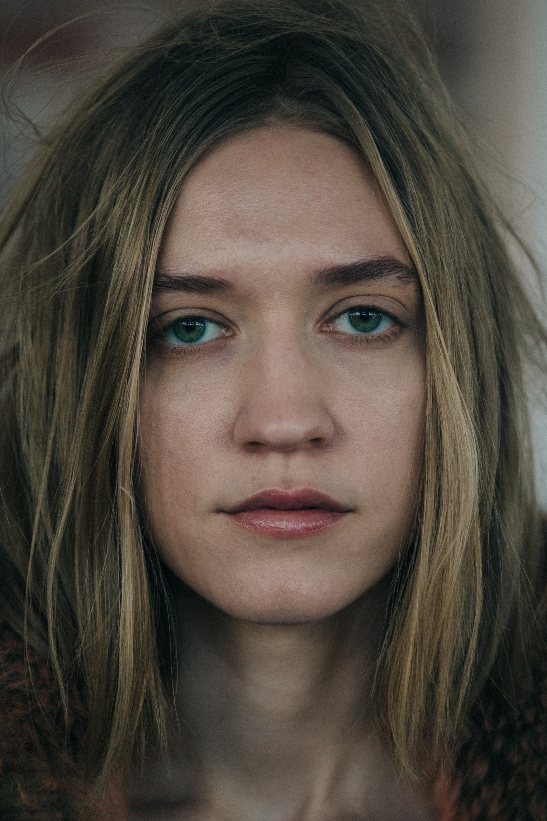 Portrait of model with long blonde hair