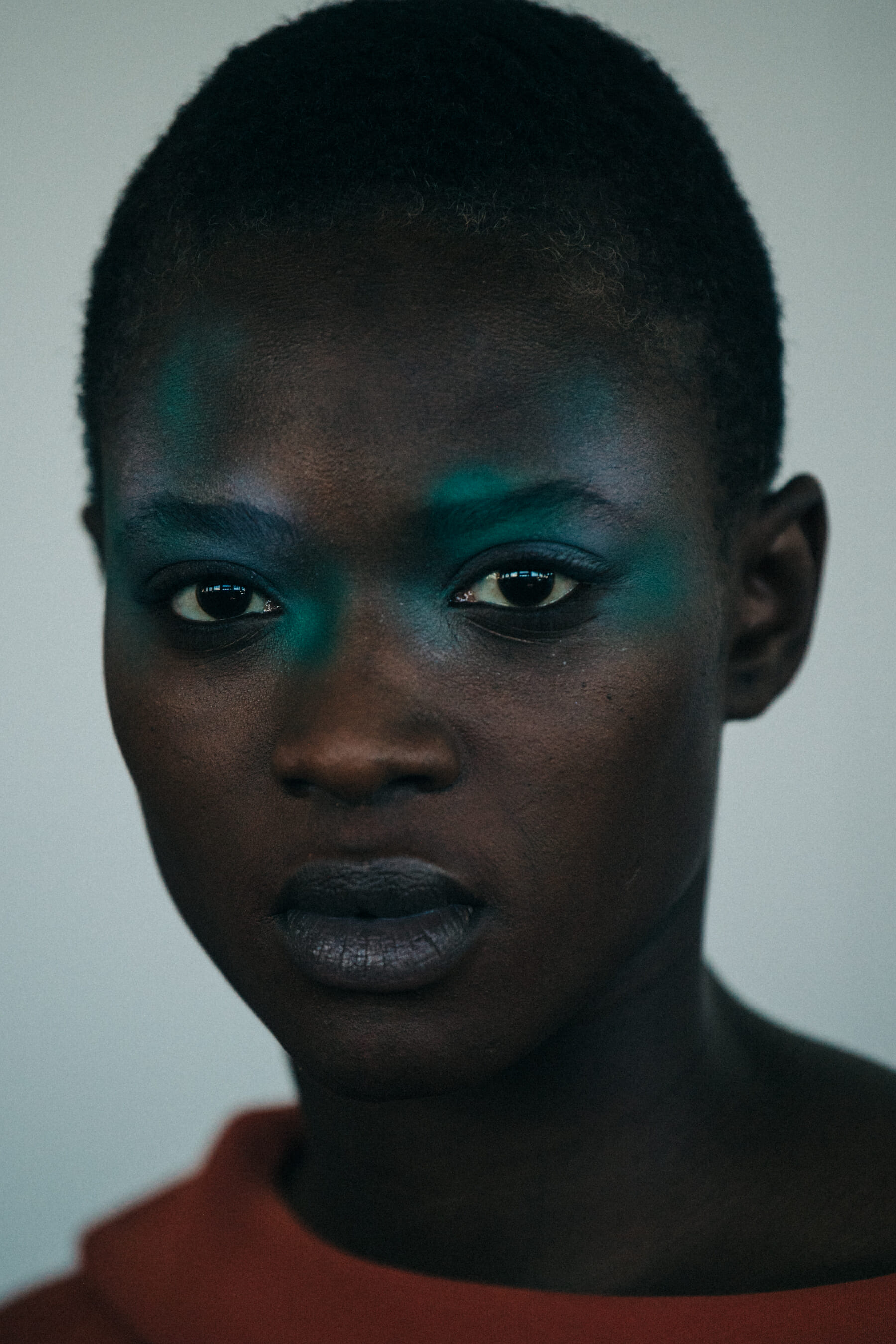 Portrait of model with shaved head
