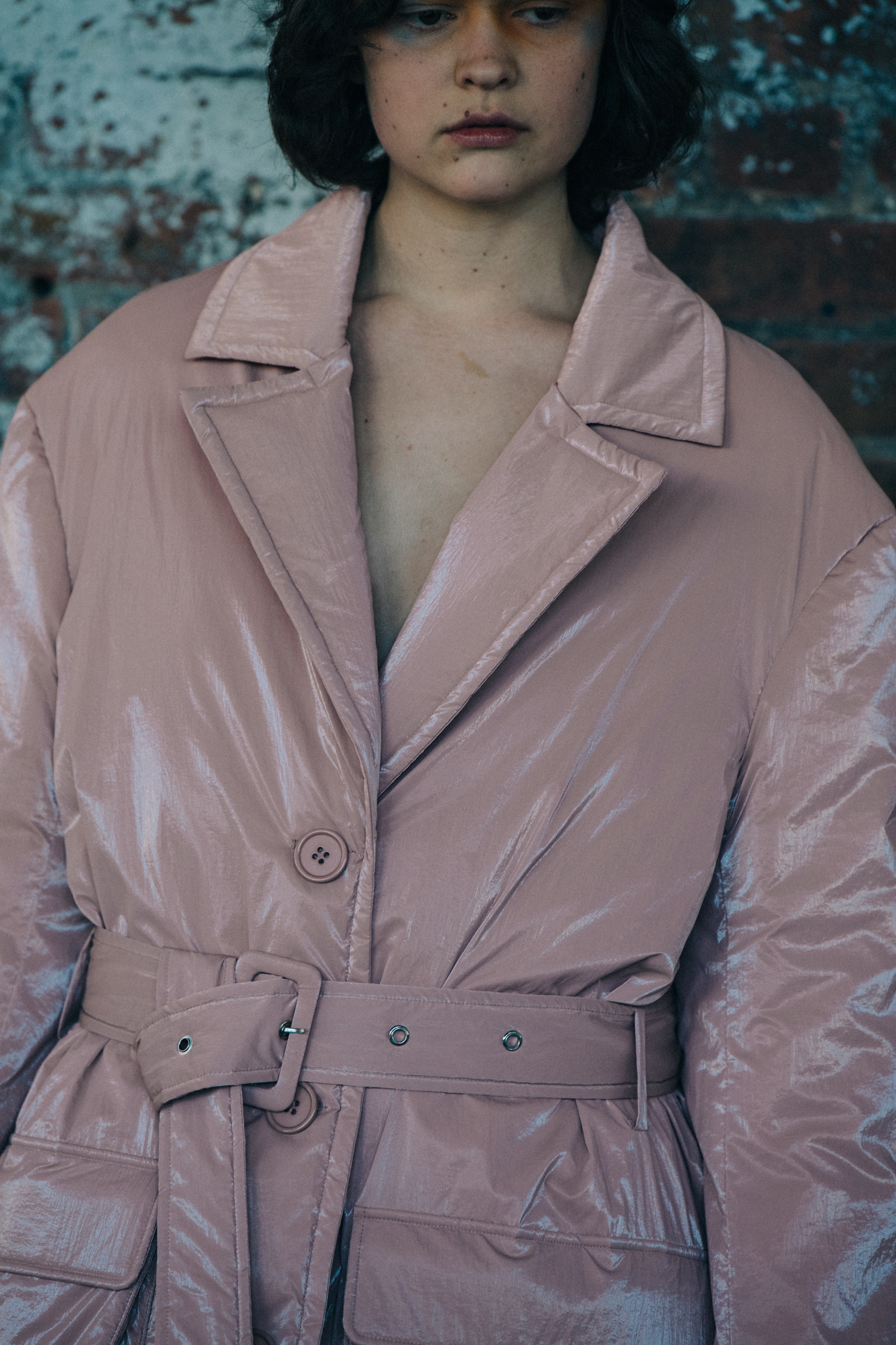 Model wearing pink backstage