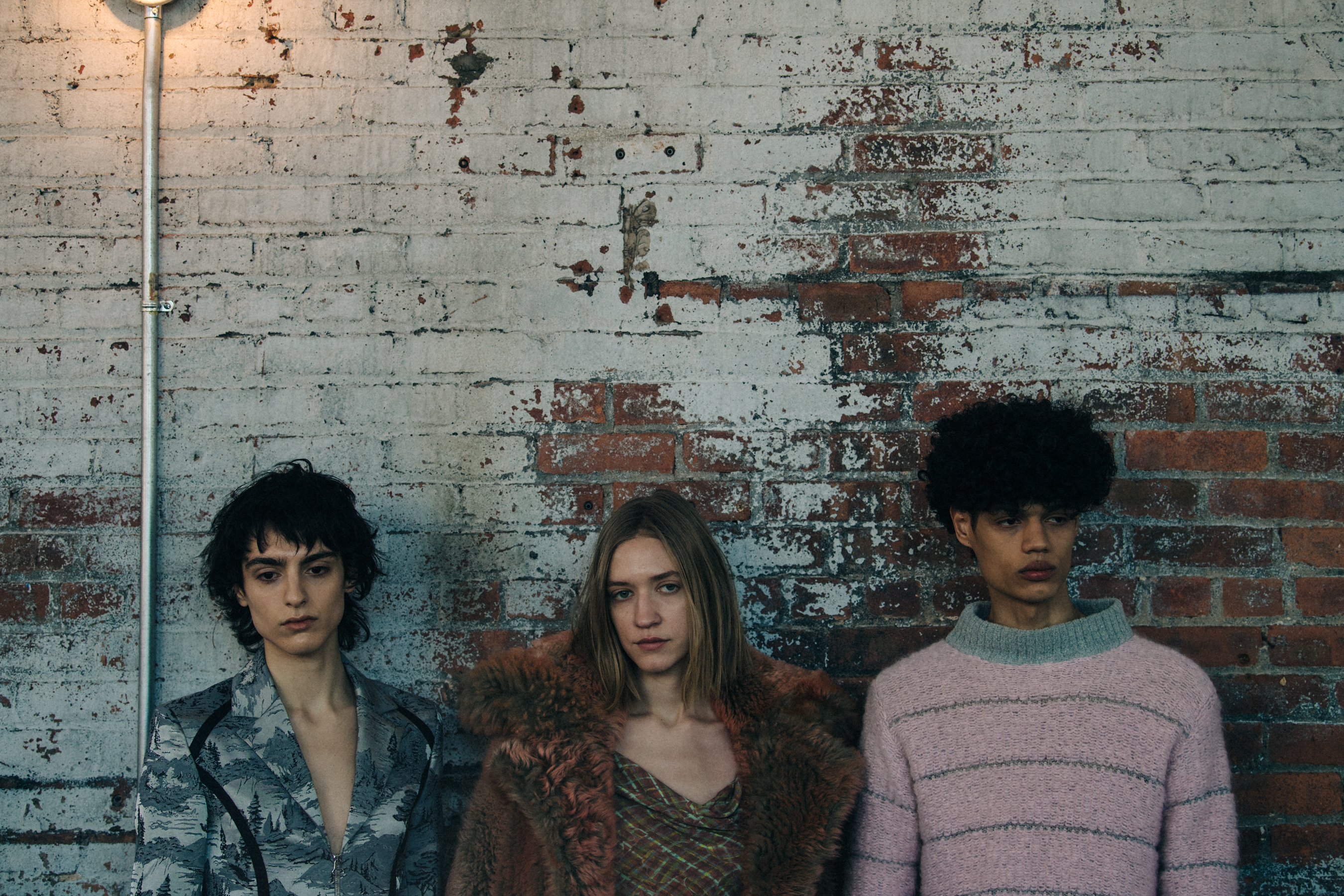 Models wearing patterns at Eckhaus Latta