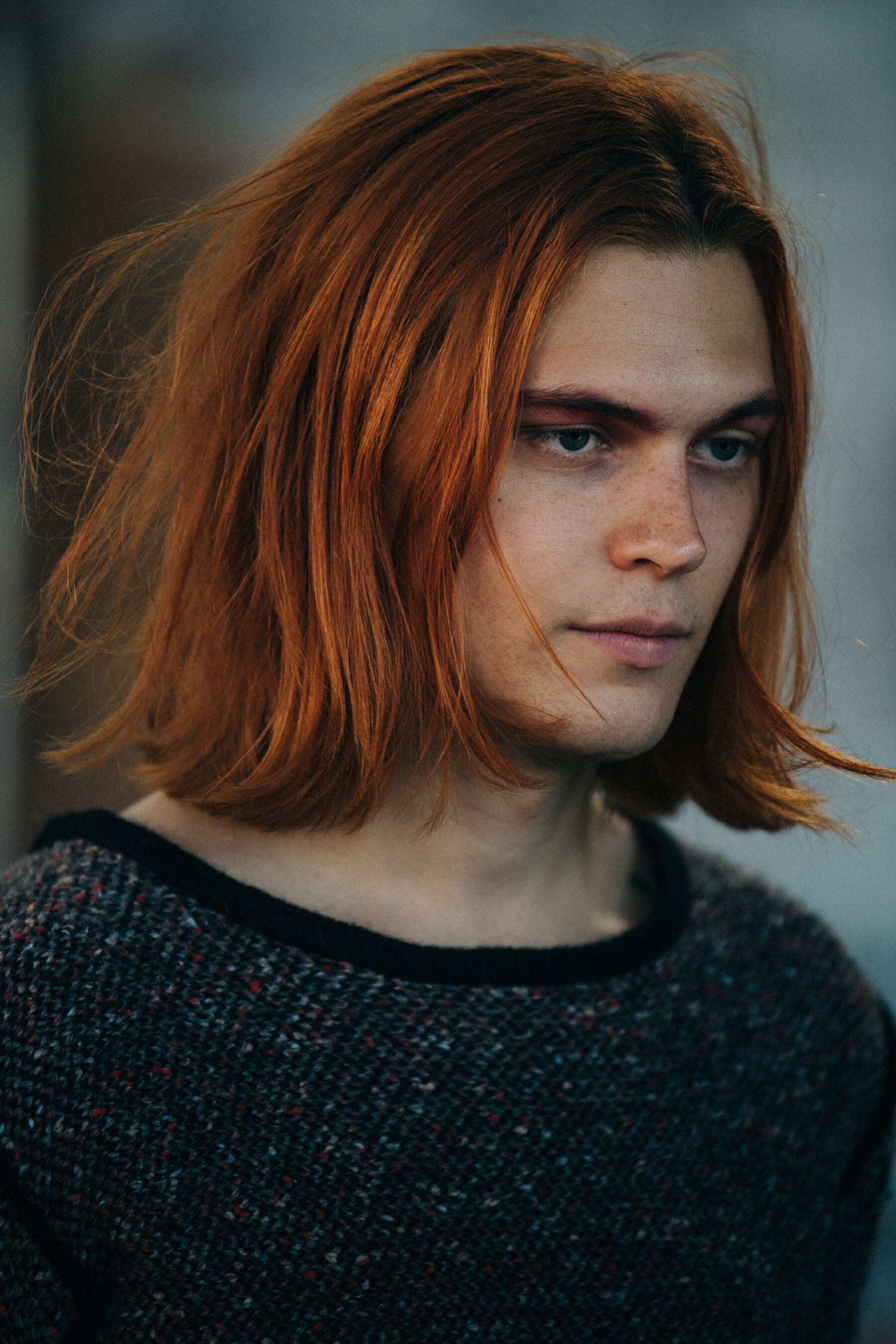 Model with red hair at Eckhaus Latta