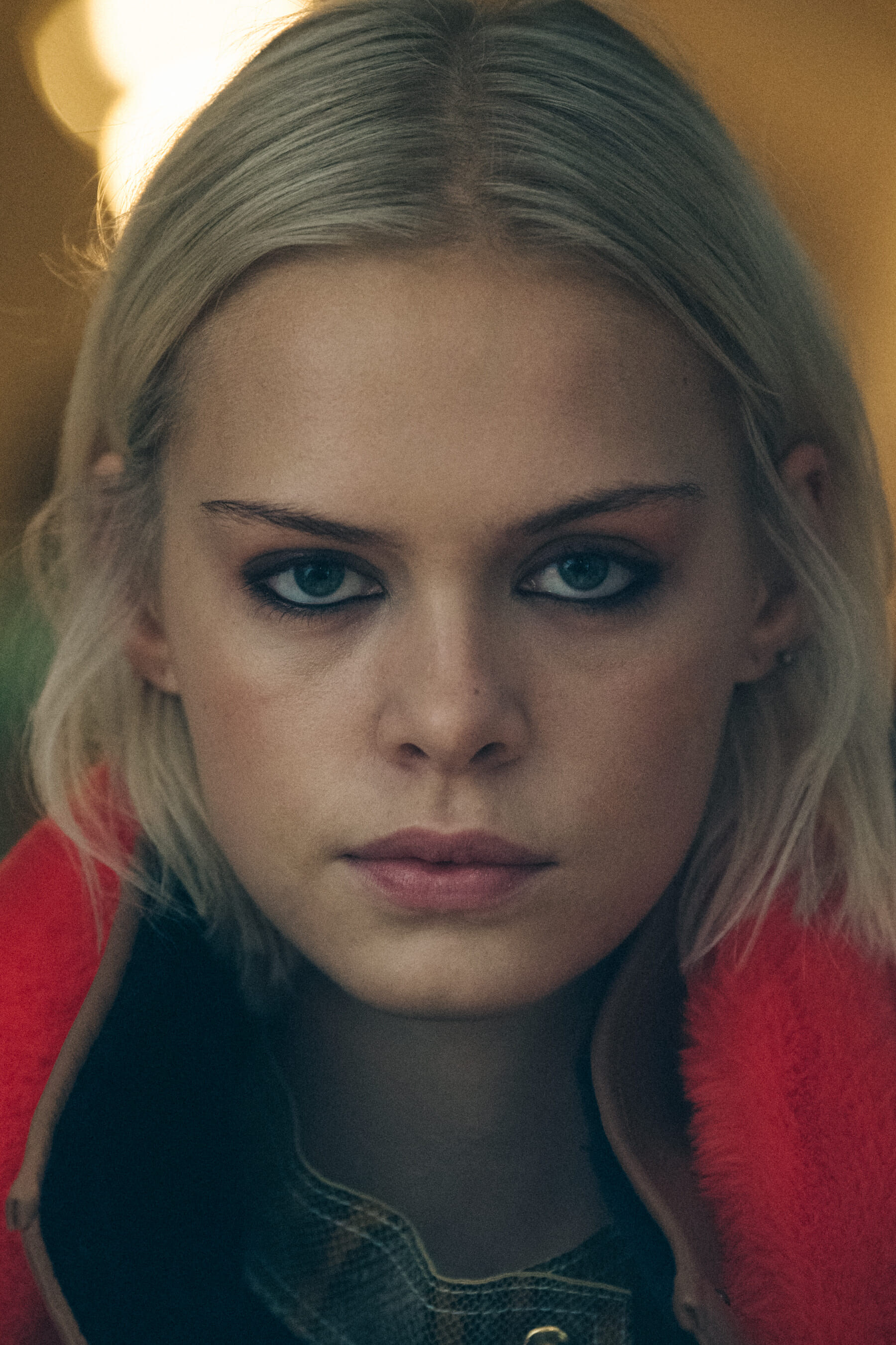 Portrait of Danish model wearing faux fur