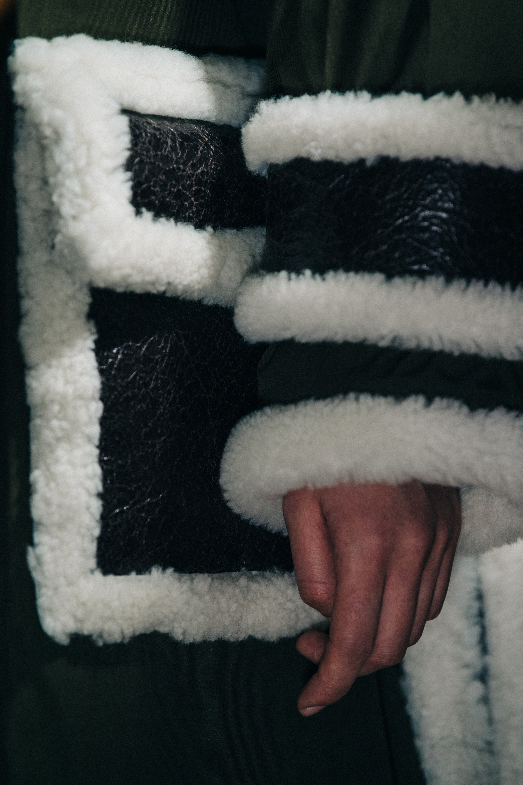 Model wearing faux fur at STAND