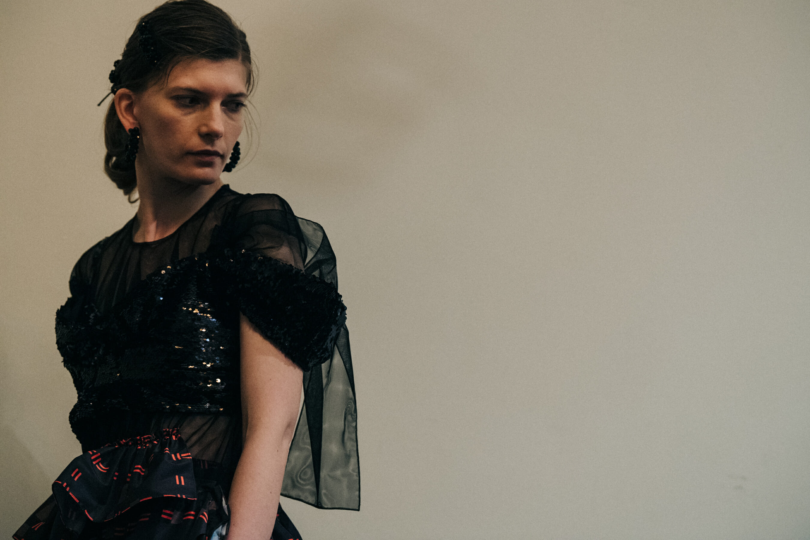 Valerija Kelava backstage at Simone Rocha