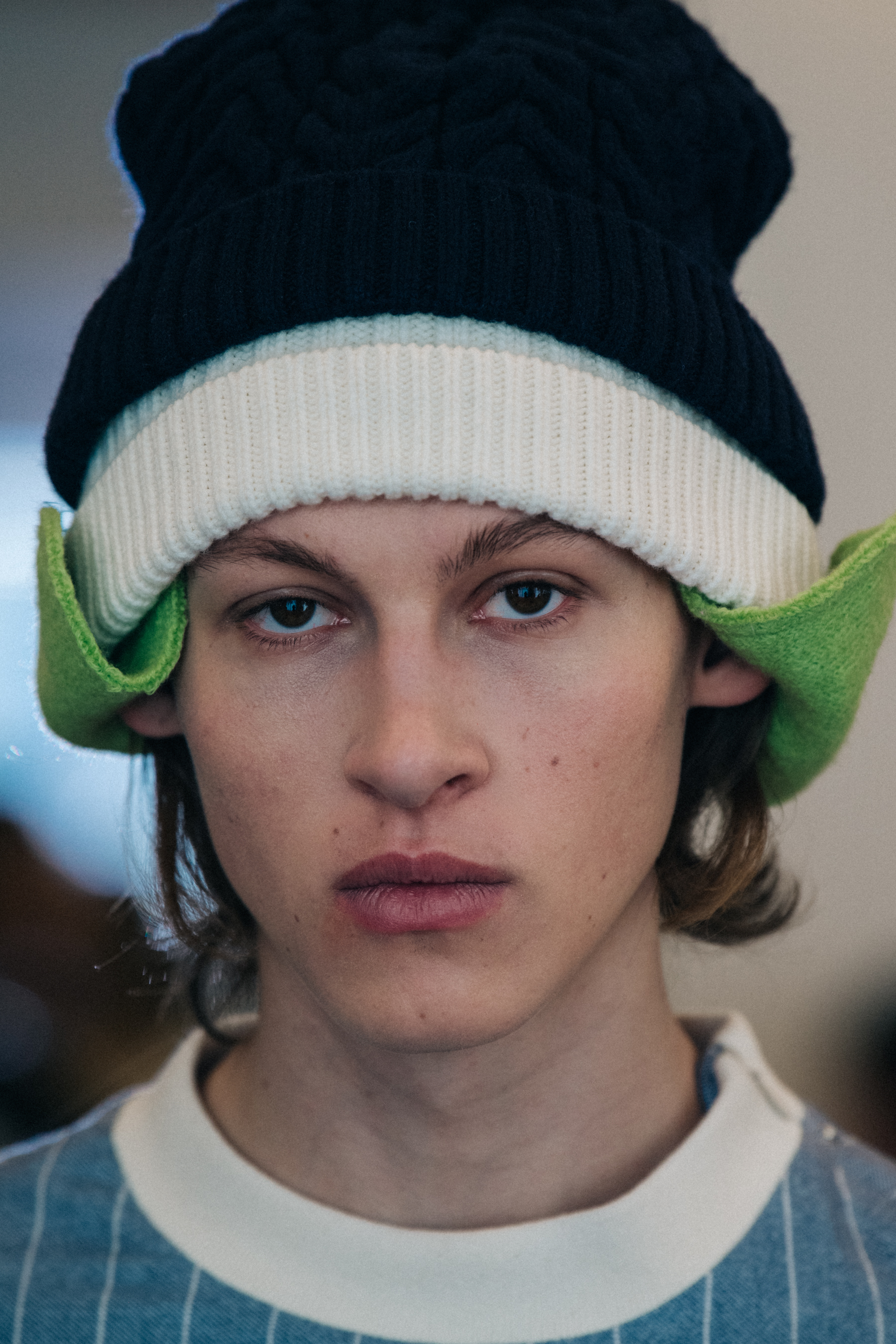 Portrait of model wearing beanie