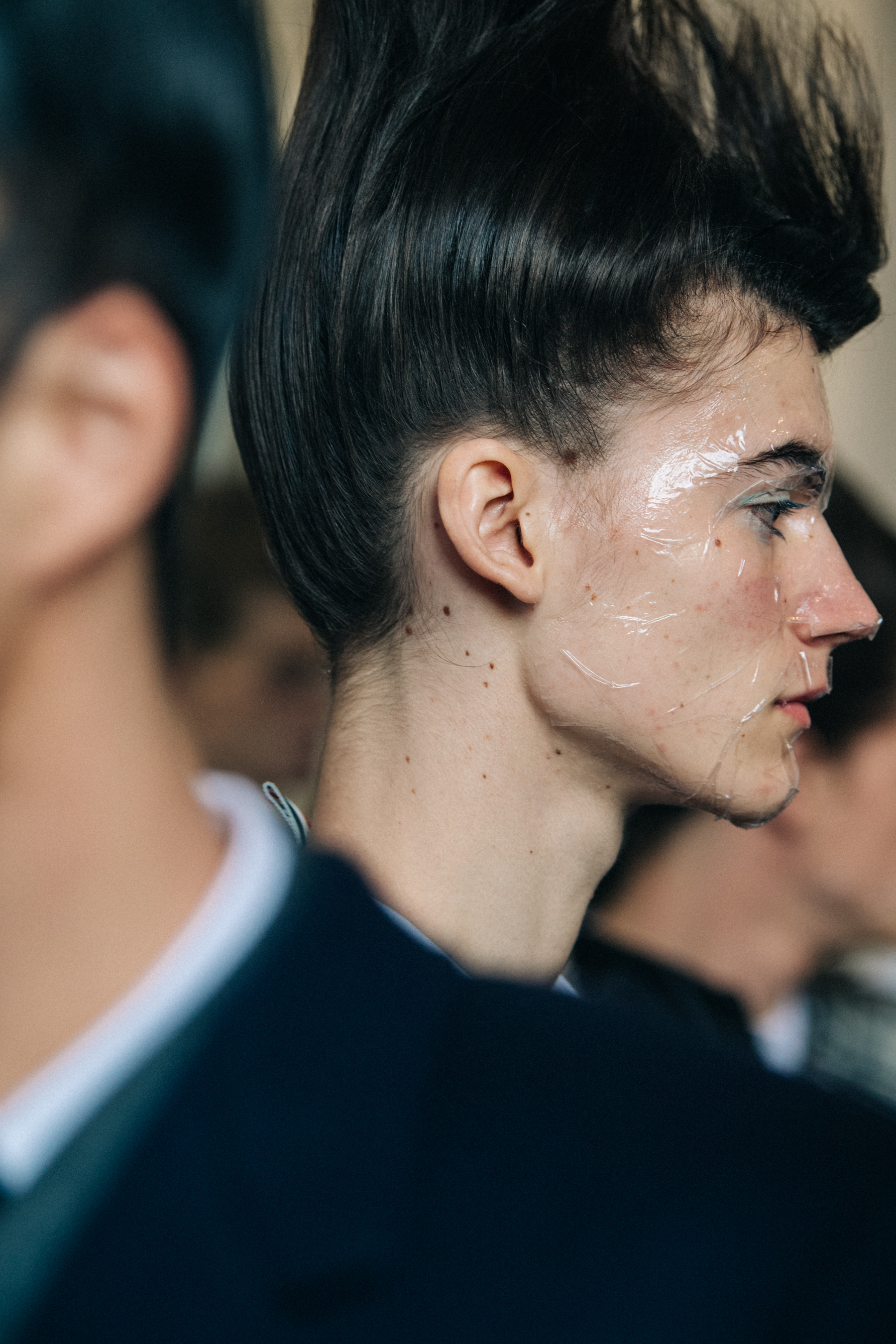 Model wearing Thom Browne suit