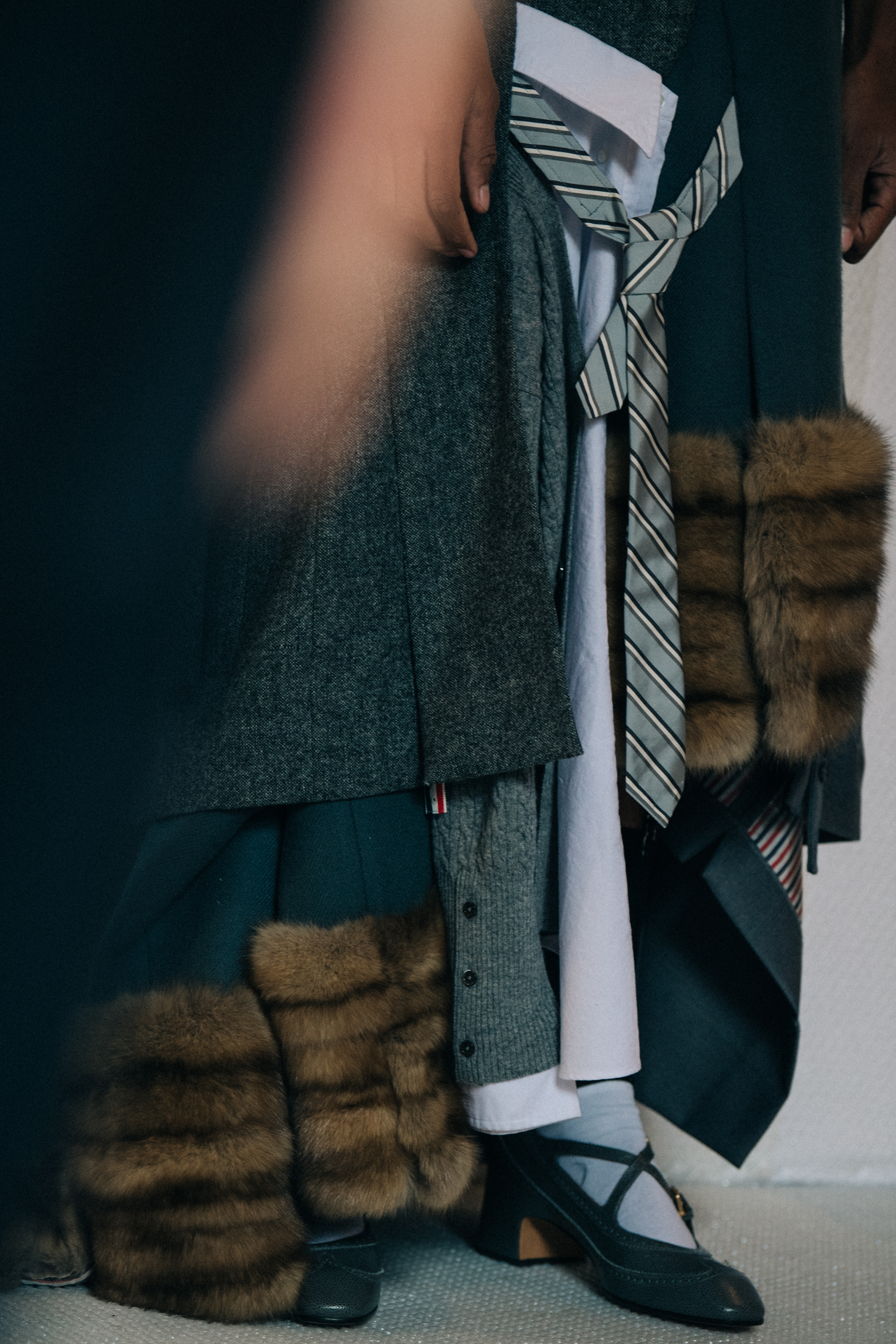 Model wearing Thom Browne suit