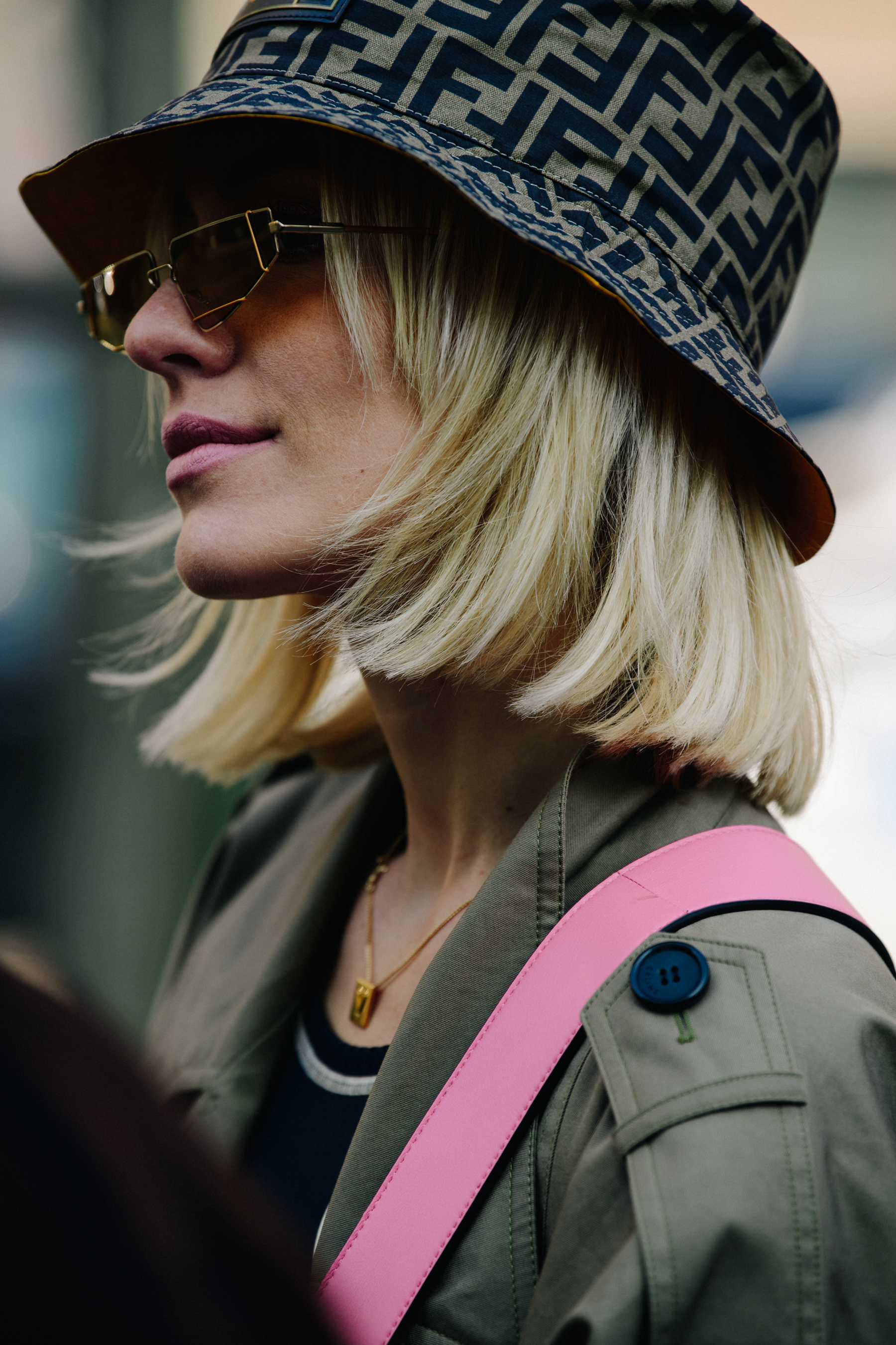 Woman wearing Fendi hat