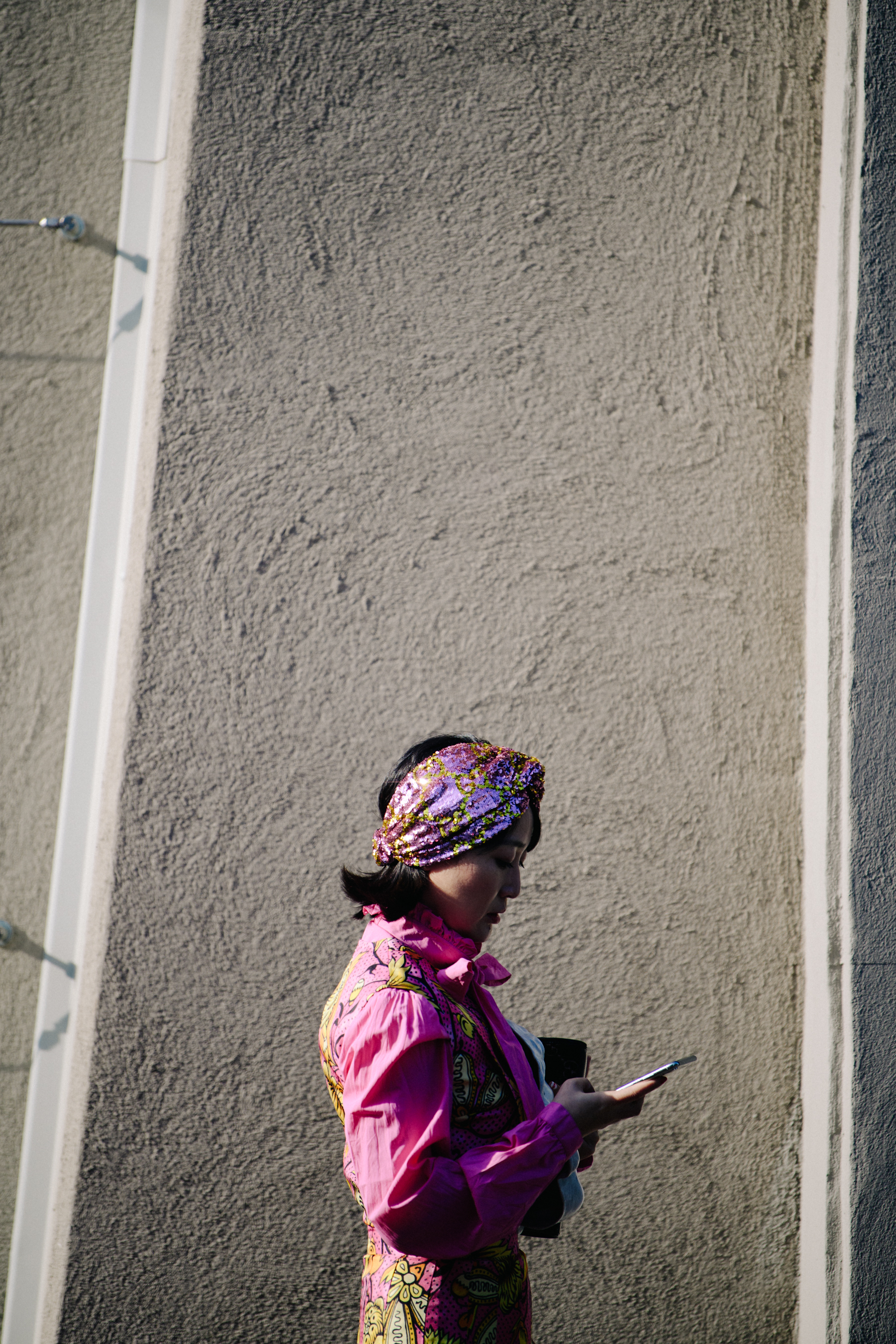 Woman wearing pink outfit