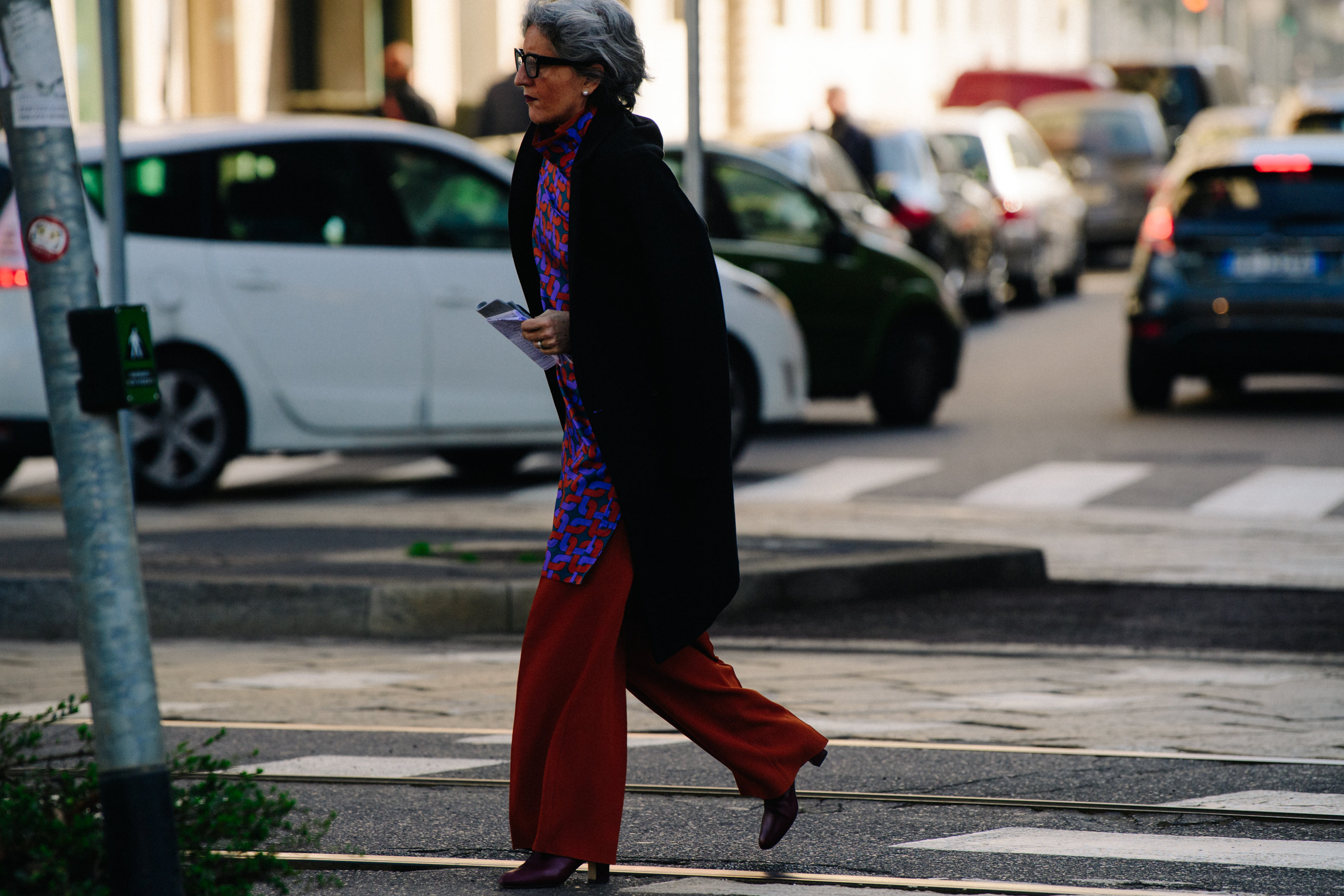 Woman wearing red pants