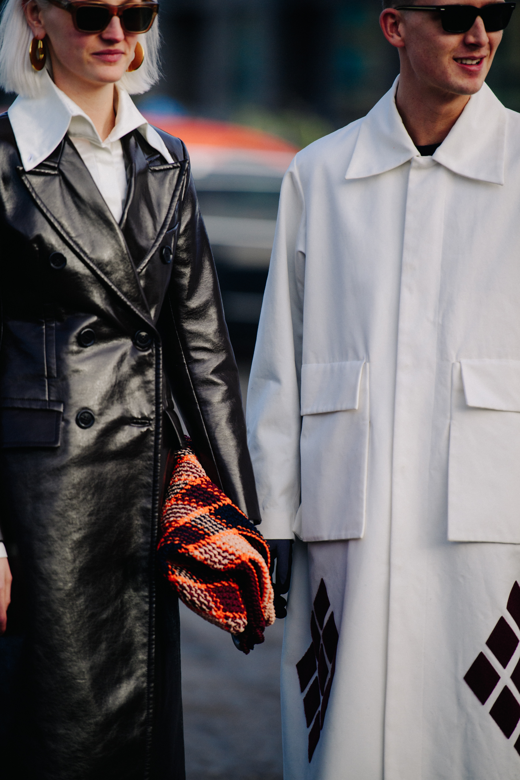 Couple wearing black and white coats