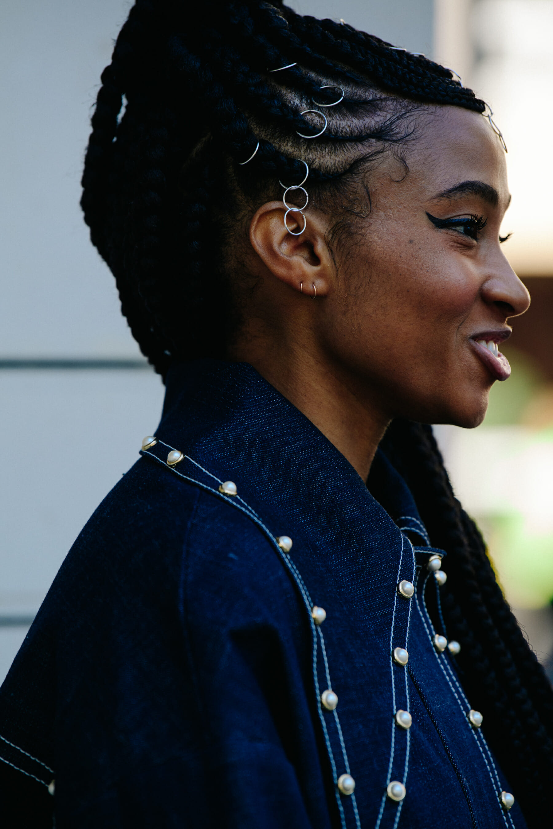 Woman wearing rings in hair