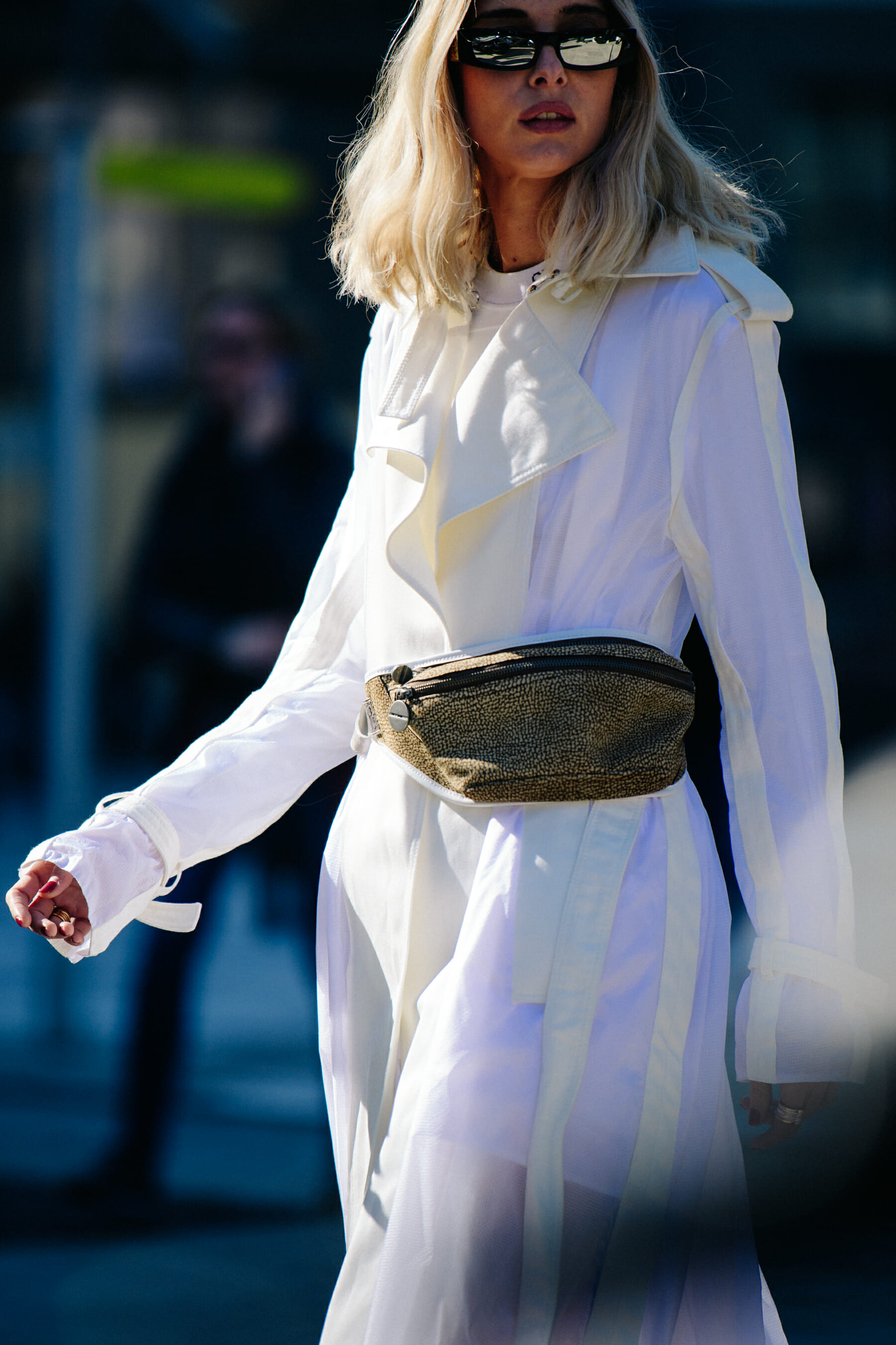 Woman wearing white dress