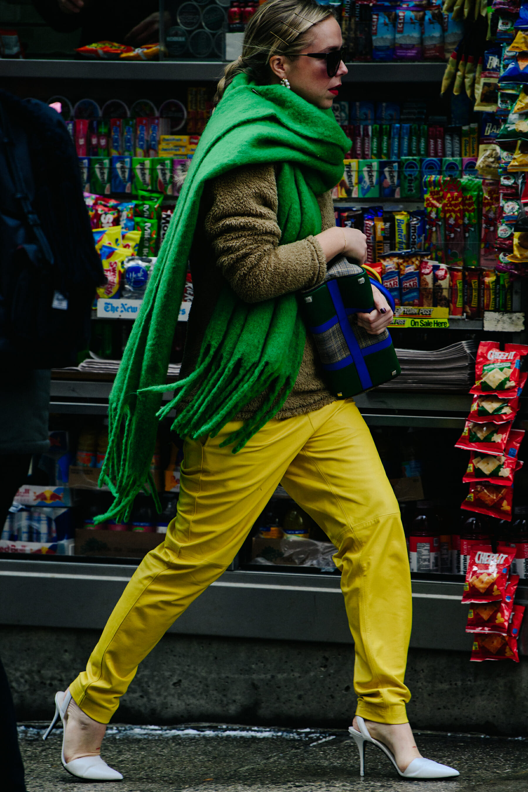 Woman wearing yellow pants