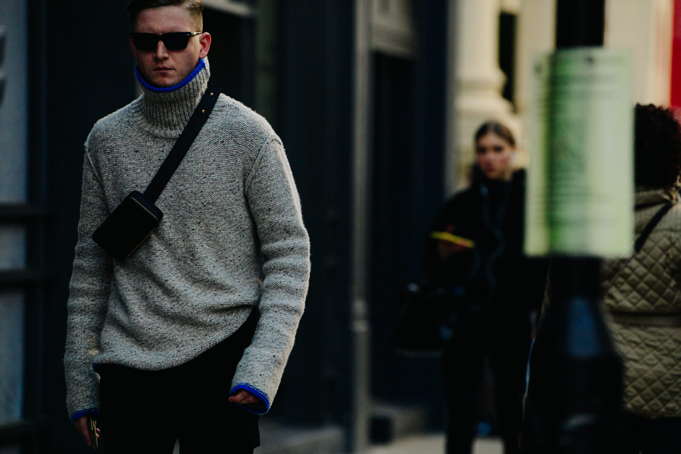 Man wearing grey wool jumper