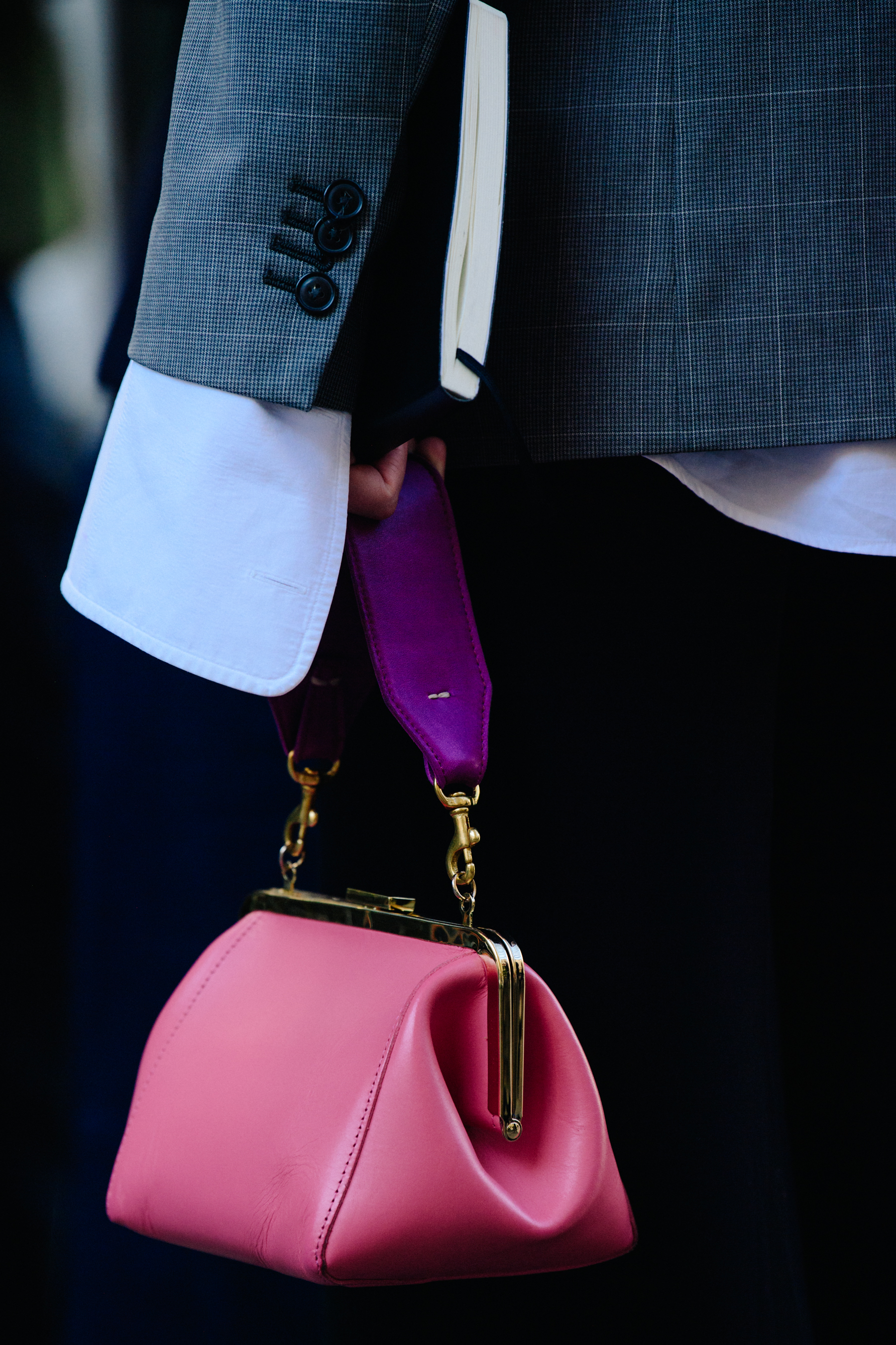 Woman carrying pink leather bag