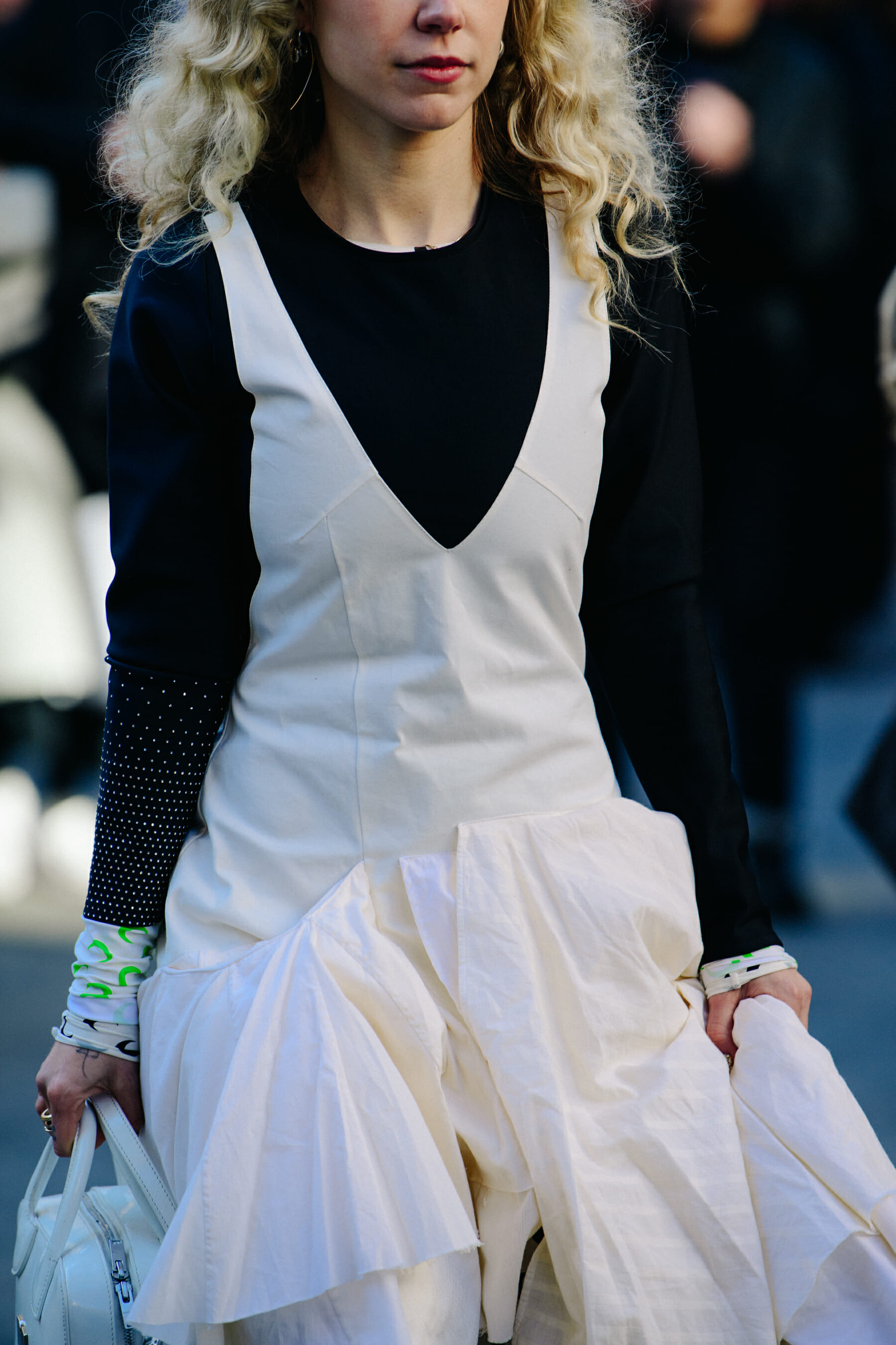 Woman wearing white dress