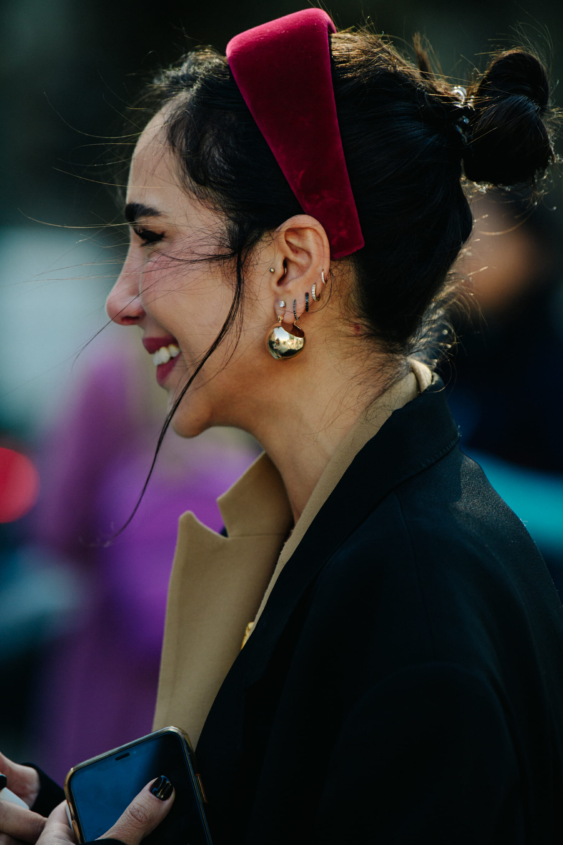 Woman wearing red headband