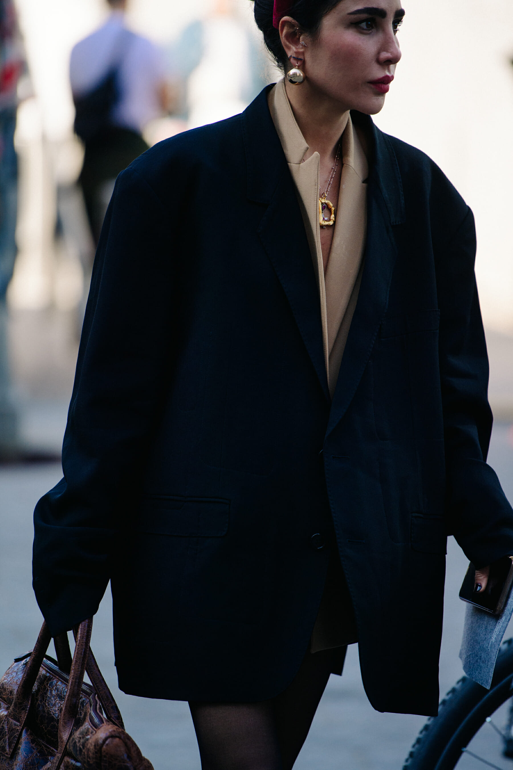 Woman wearing Vetements jacket