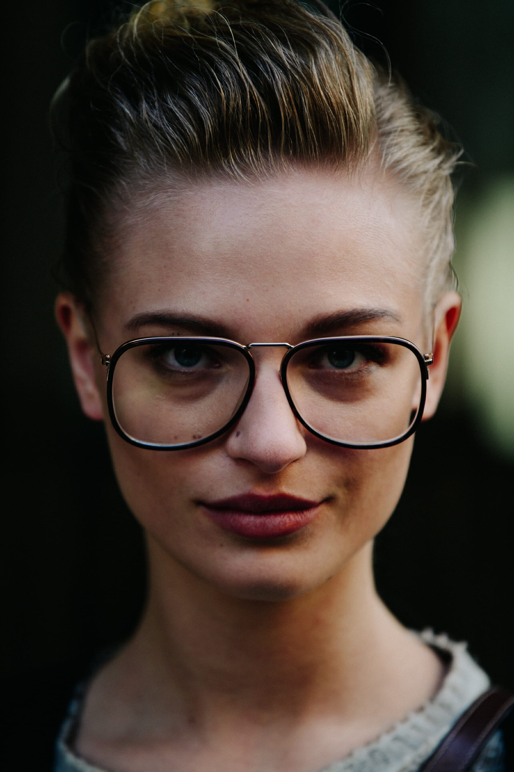 Portrait of model wearing glasses