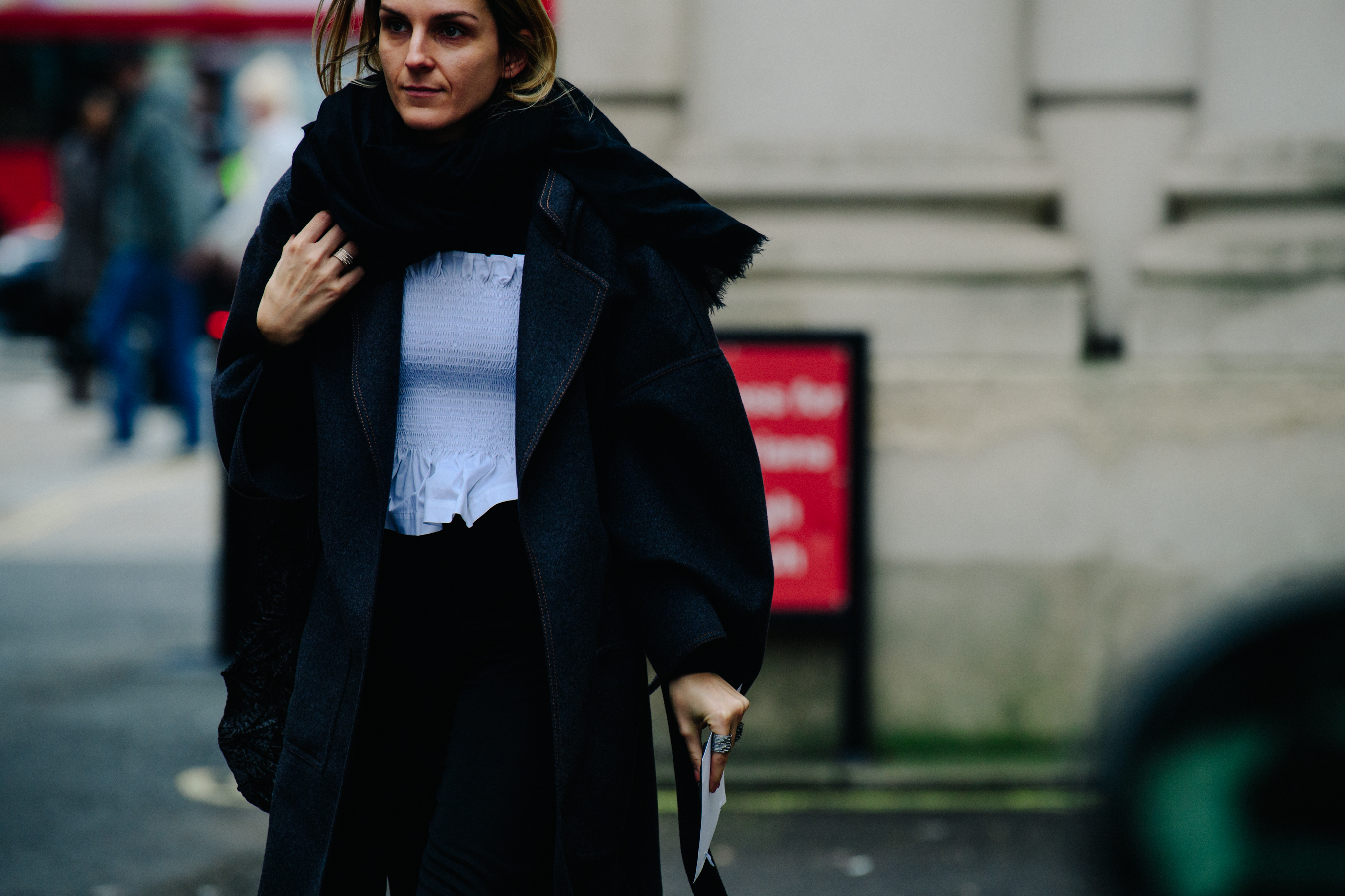 Woman wearing denim coat