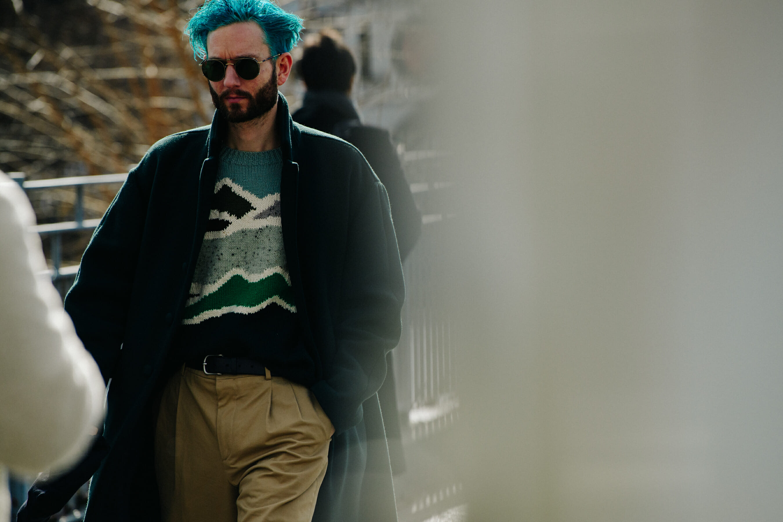 Man with blue hair